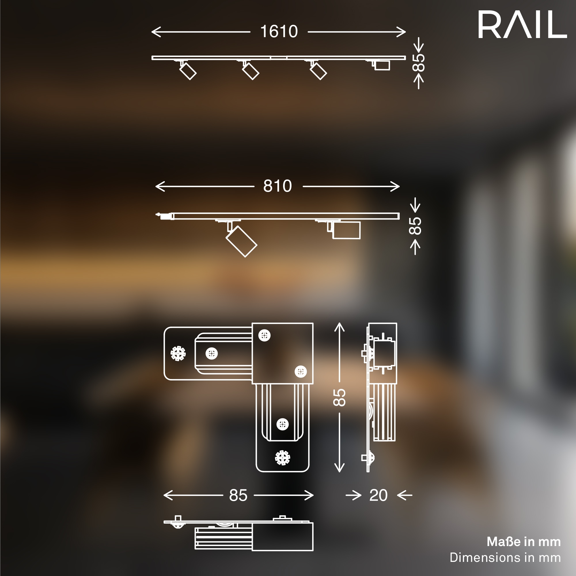 Briloner Leuchten Schienensystem-Sets »RAIL« GU10 3 Stk. Schienensystem Rail 2,25 m Schwarz max.9W Decke Wohnzimmer Büro Küche