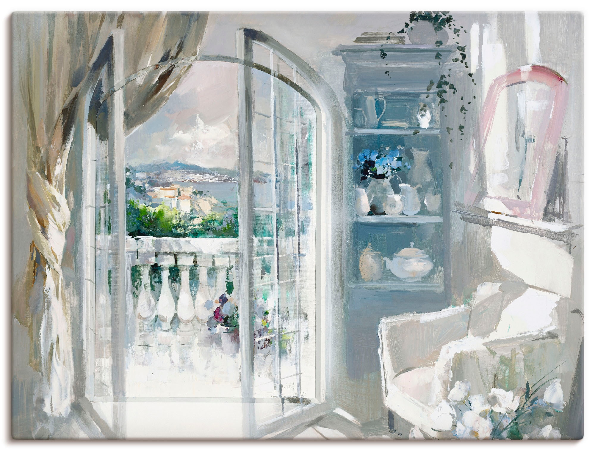 Artland Leinwandbild »Sonniger Raum« Fensterblick 1 Stk. tlg. auf Keilrahme günstig online kaufen