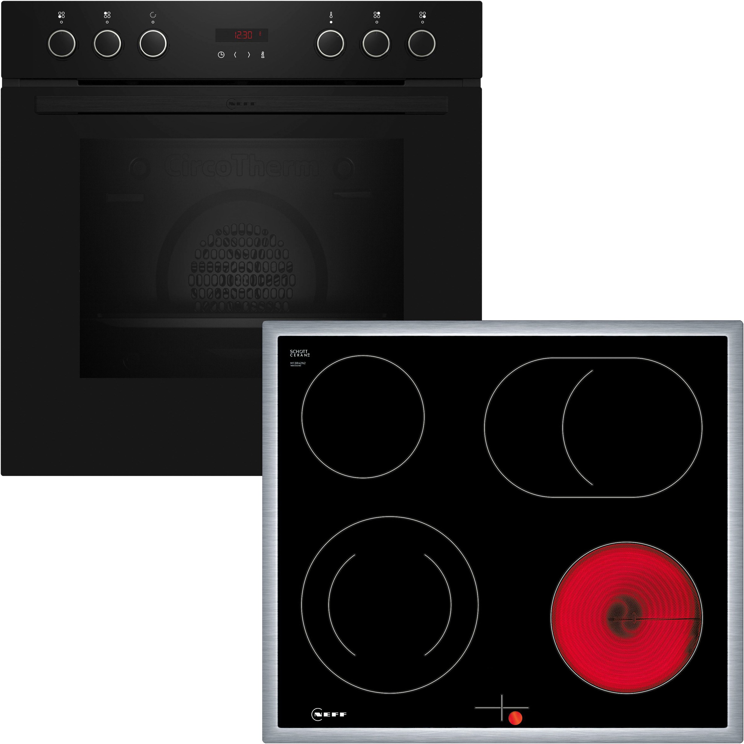 NEFF Elektro-Herd-Set »E2CCG6AK0« mit Teleskopauszug nachrüstbar Pyrolyse-Selbstreinigung schwarz Teleskopauszug nachrüstbar