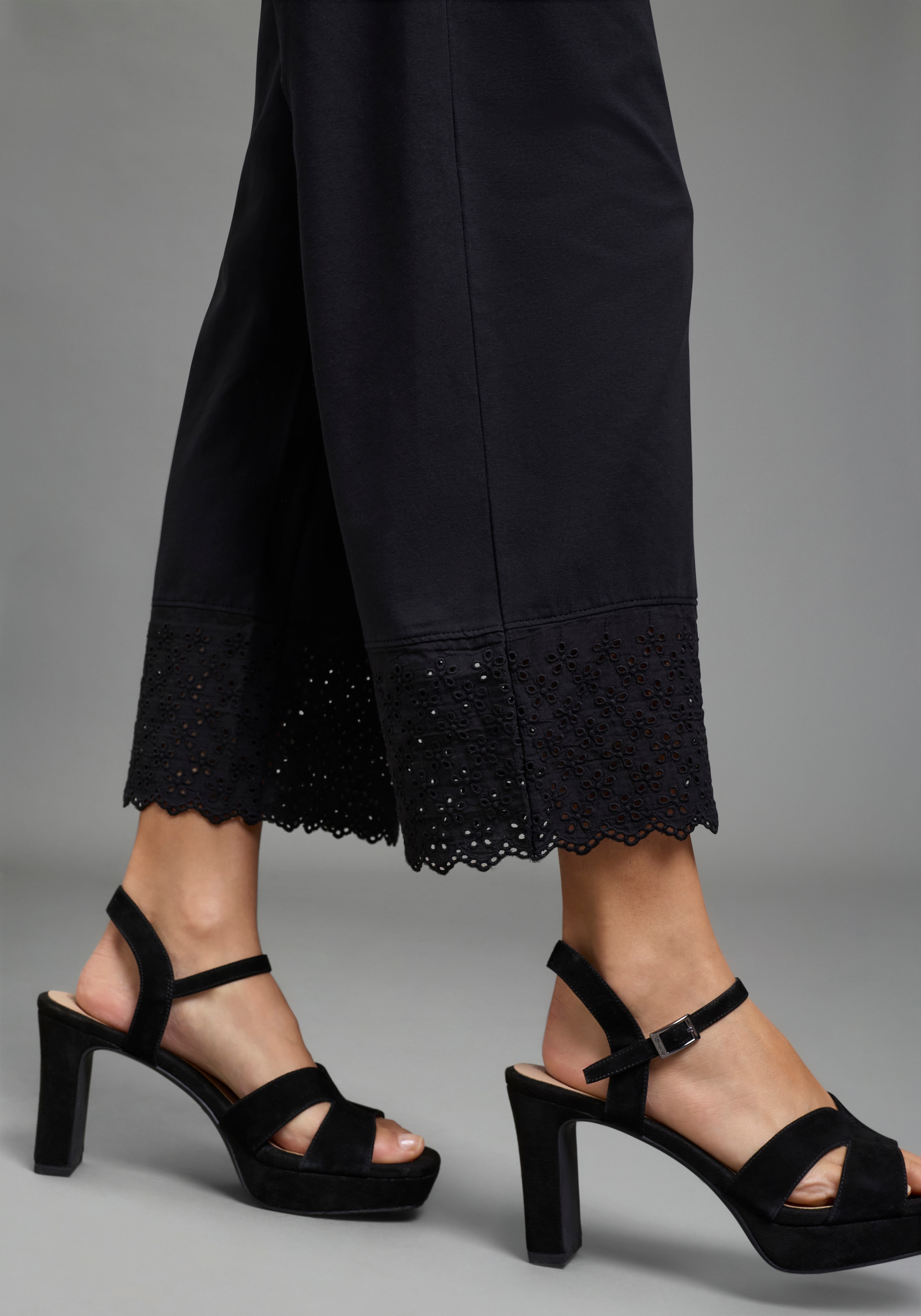 Laura Scott Culotte  wadenlange Schnittform, weite Beinform, aus Baumwolle und Elasthan