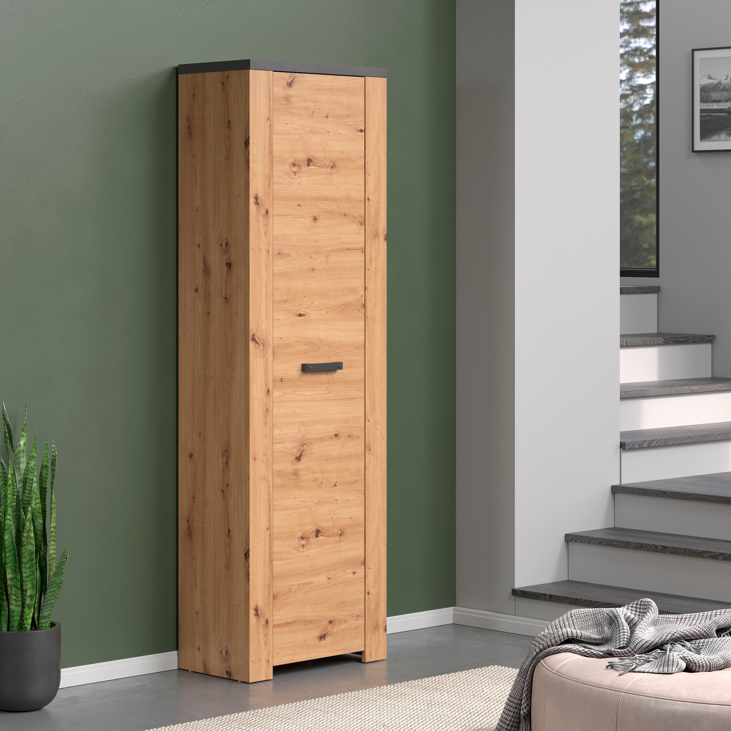 Home affaire Garderobenschrank »Ambres Inkl. ausziehbarer Kleiderstange« 1 Stk. tlg. Garderobenpaneel mit Ablage & Haken - (B/T/H) 62/26/199 cm
