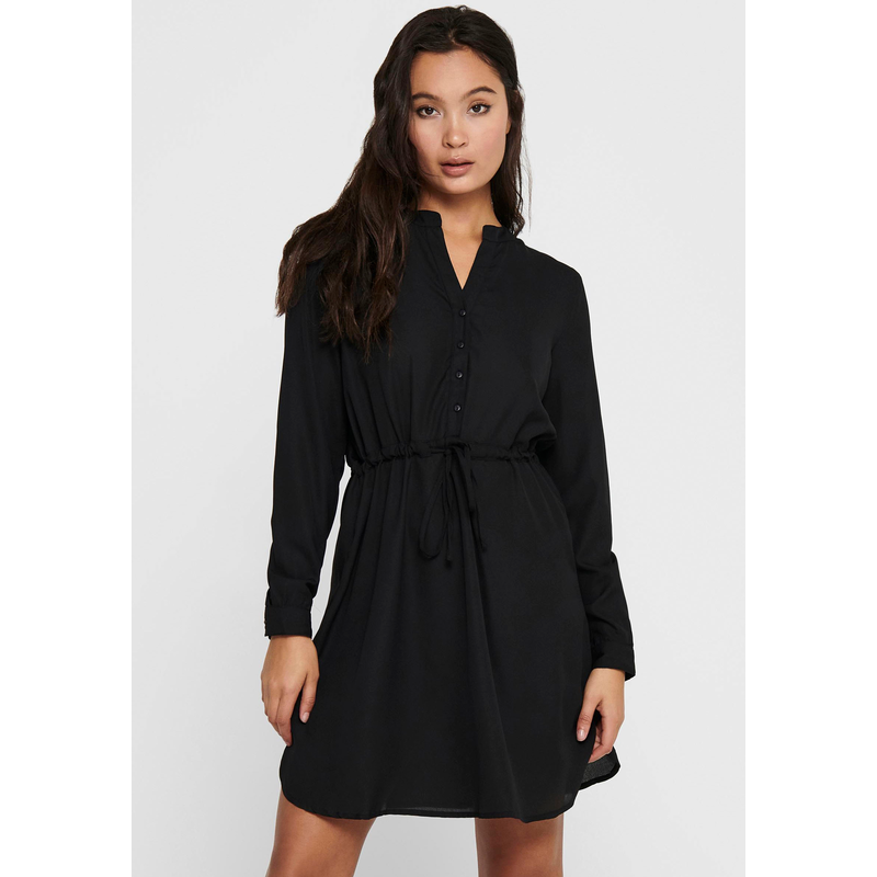 ONLY Druckkleid »ONLCORY LIFE L/S V-NECK TUNIC WVN NOOS« Sommerkleid mit Taillengürtel Black XS (34) - N-Gr N-Gr XS (34) Kurzes, bedrucktes Kleid...