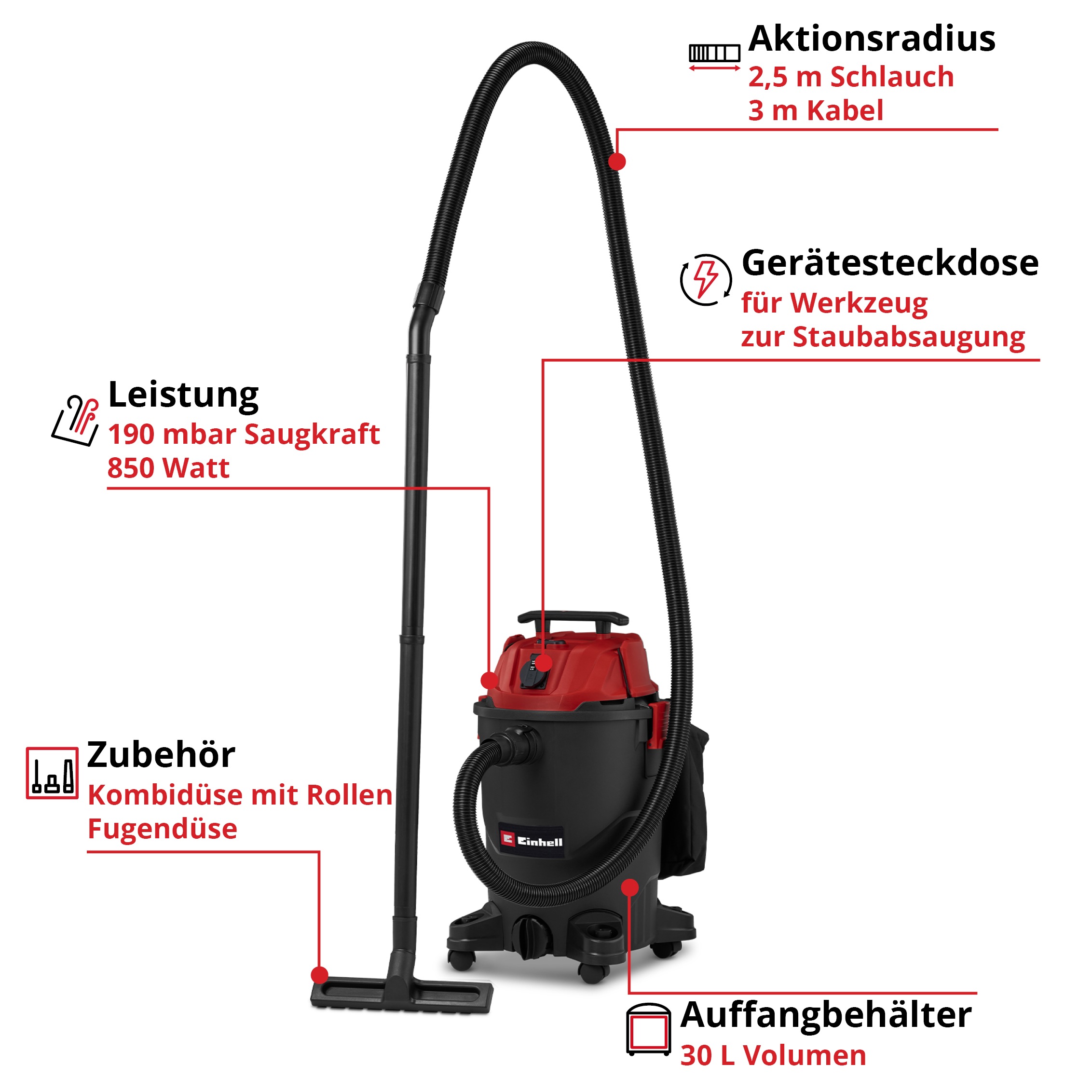 Einhell Nass-Trocken-Sauger »TC-VC 3055 A« Ohne Akku, ohne Ladegerät günstig online kaufen
