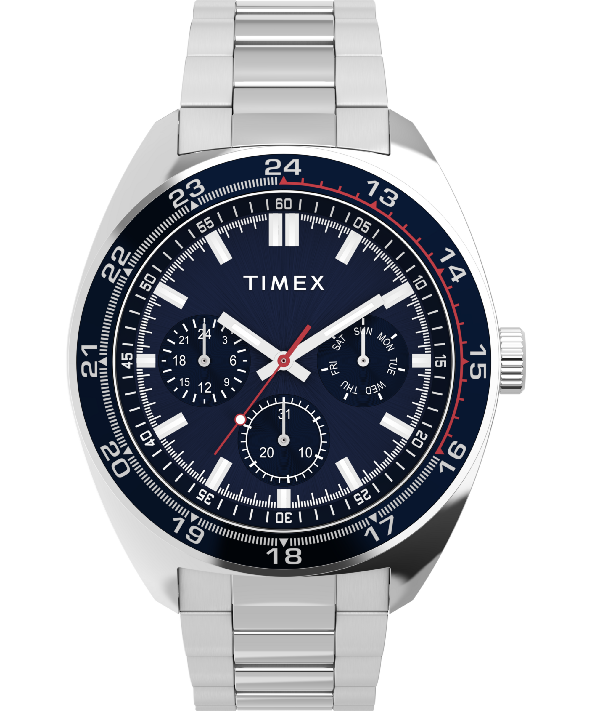 Timex Multifunktionsuhr »WESTON« Quarzuhr, Armbanduhr, Herrenuhr, Edelstahlarmband, 12/24-Std.-Anzeige