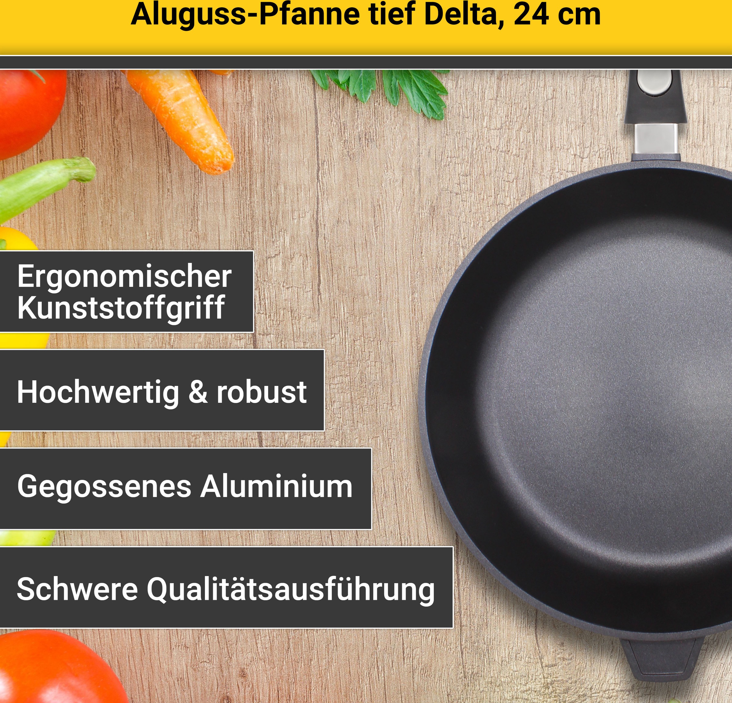 Krüger Bratpfanne »Aluguss Pfanne tief DELTA«, Aluminiumguss, (1 tlg.), für günstig online kaufen