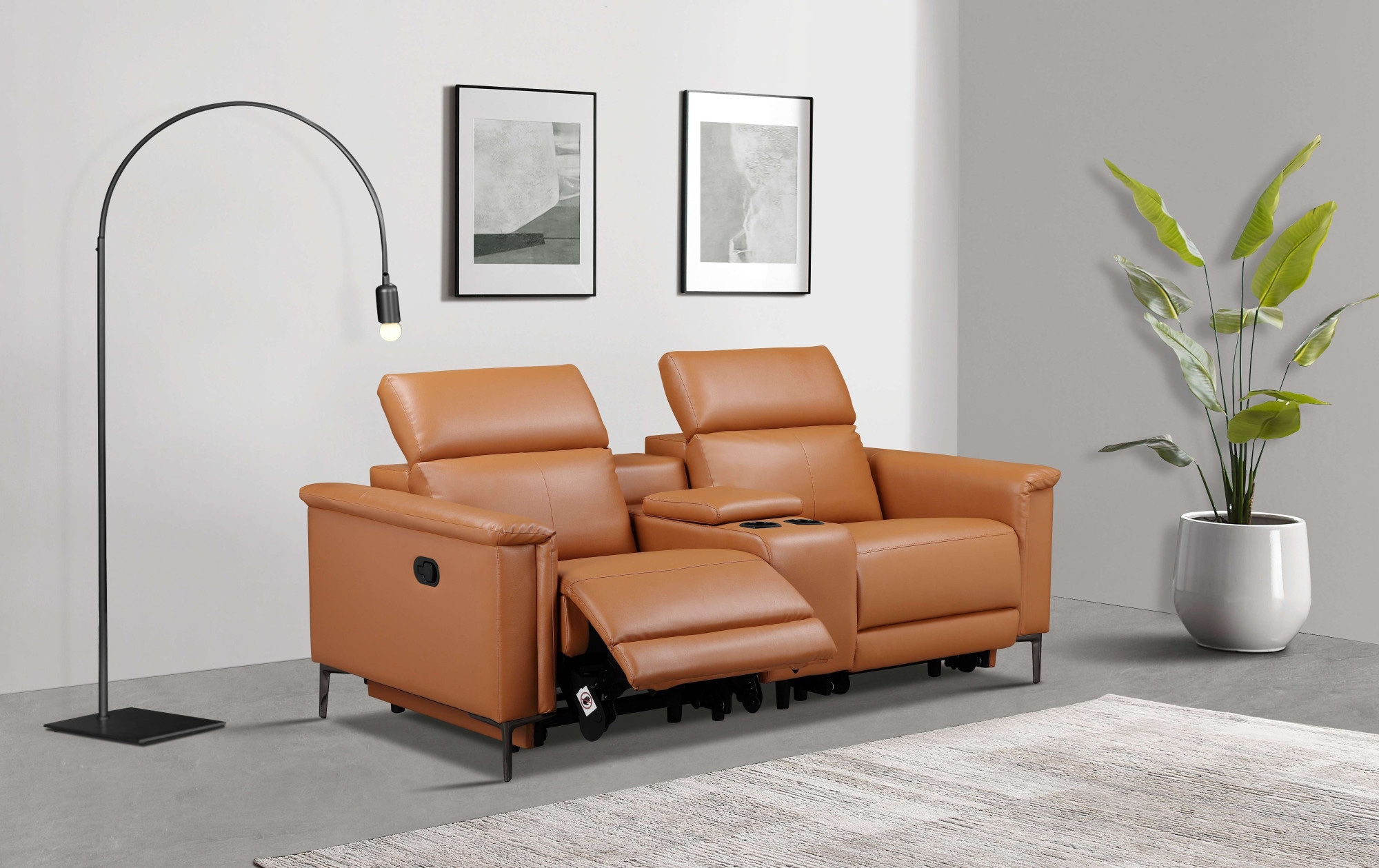 Places of Style 2-Sitzer »Lund, 2er-Kinosofa, TV-Sessel, Multimedia-Sofa, USB-A,«, m. elektrischer o. manueller Relaxfunktion, Getränkehalter u. Staufach