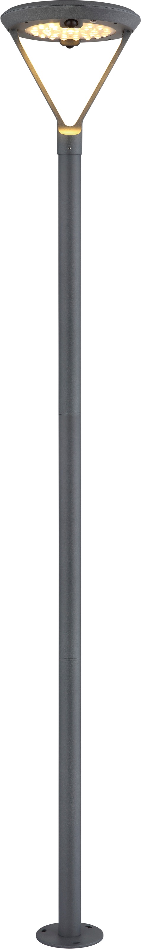 GLOBO LIGHTING LED Solarleuchte »SOLARLEUCHTE ALUMINIUM DRUCKGUSS GRAU, 1XLED« LED-Modul 1 Stk. Warmweiß Solar Garten Terrasse Außenbeleuchtung Dekoleuchten