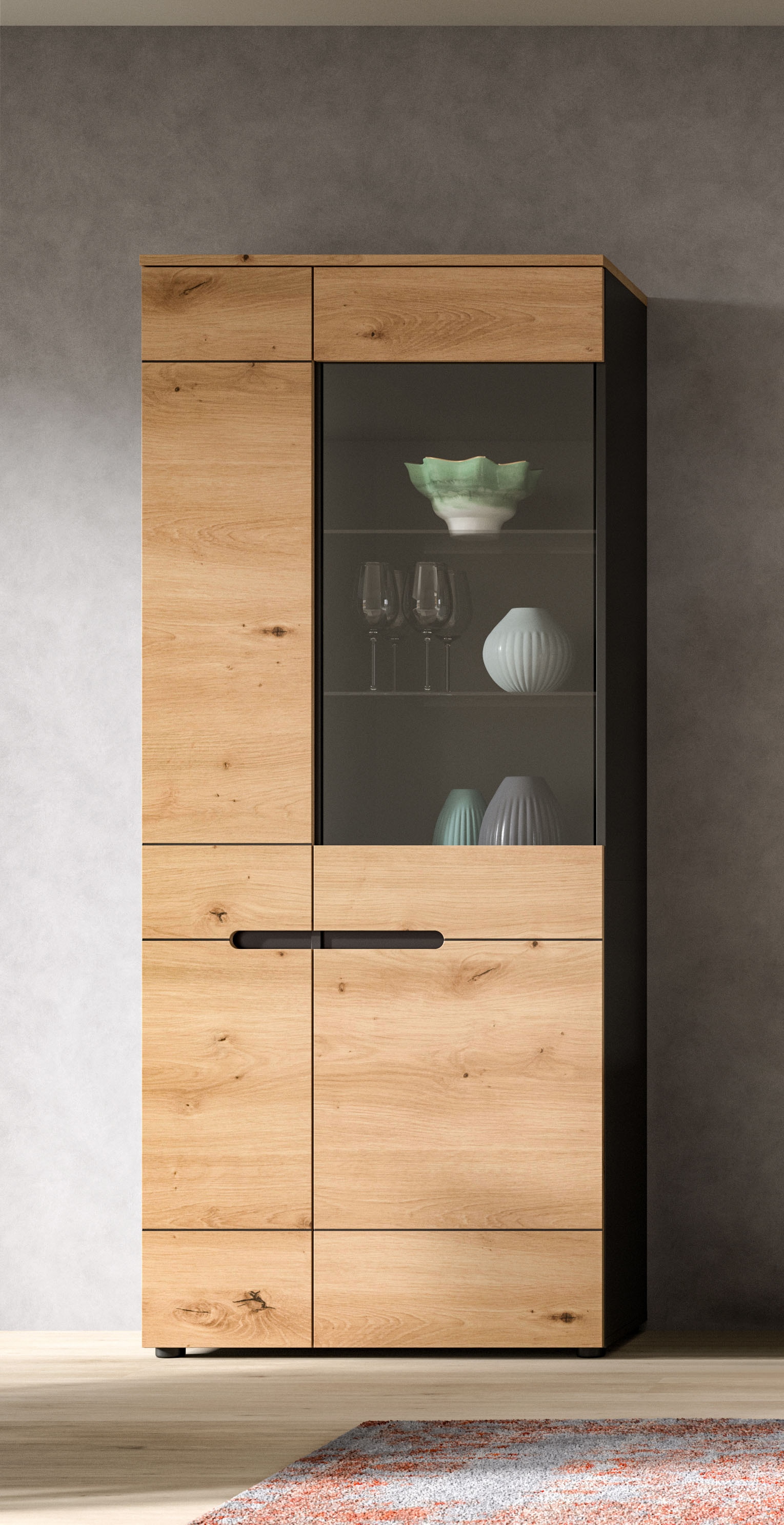 INOSIGN Vitrine »REHAT, TOPSELLER!, Höhe: 190cm, 2 Türen, 4 Einlegeböden, 2 Glasböden«, (1 St.), Vitrinenschrank, Schrank, Glasvitrine, Wohnzimmervitrine
