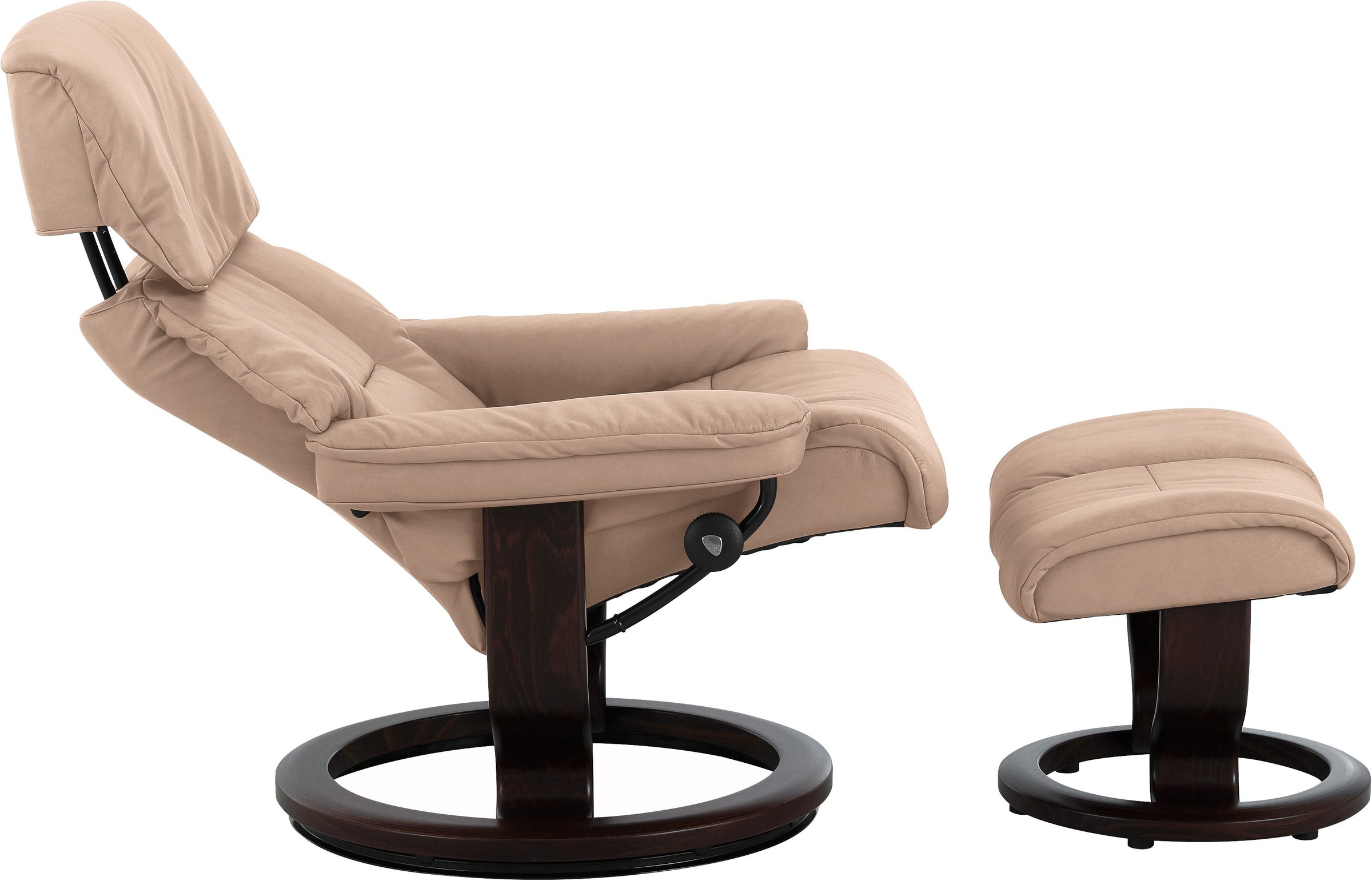 Stressless® Relaxsessel »Ruby«, (Set, Relaxsessel mit Hocker), mit Classic Base, Größe M, Gestell Eiche, Wenge, Braun & Schwarz