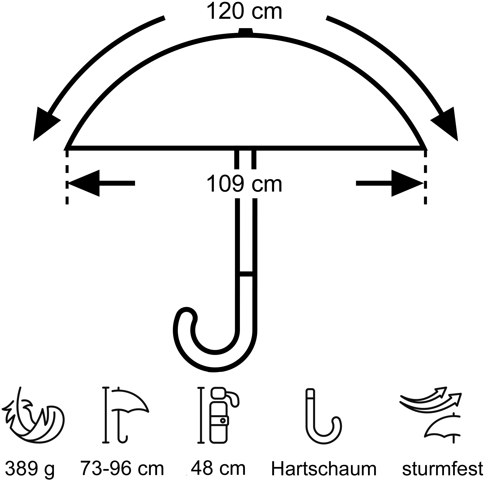 EuroSCHIRM® Taschenregenschirm »teleScope handsfree, schwarz«, zweifach ausziehbarer Schaft, handfrei tragbar
