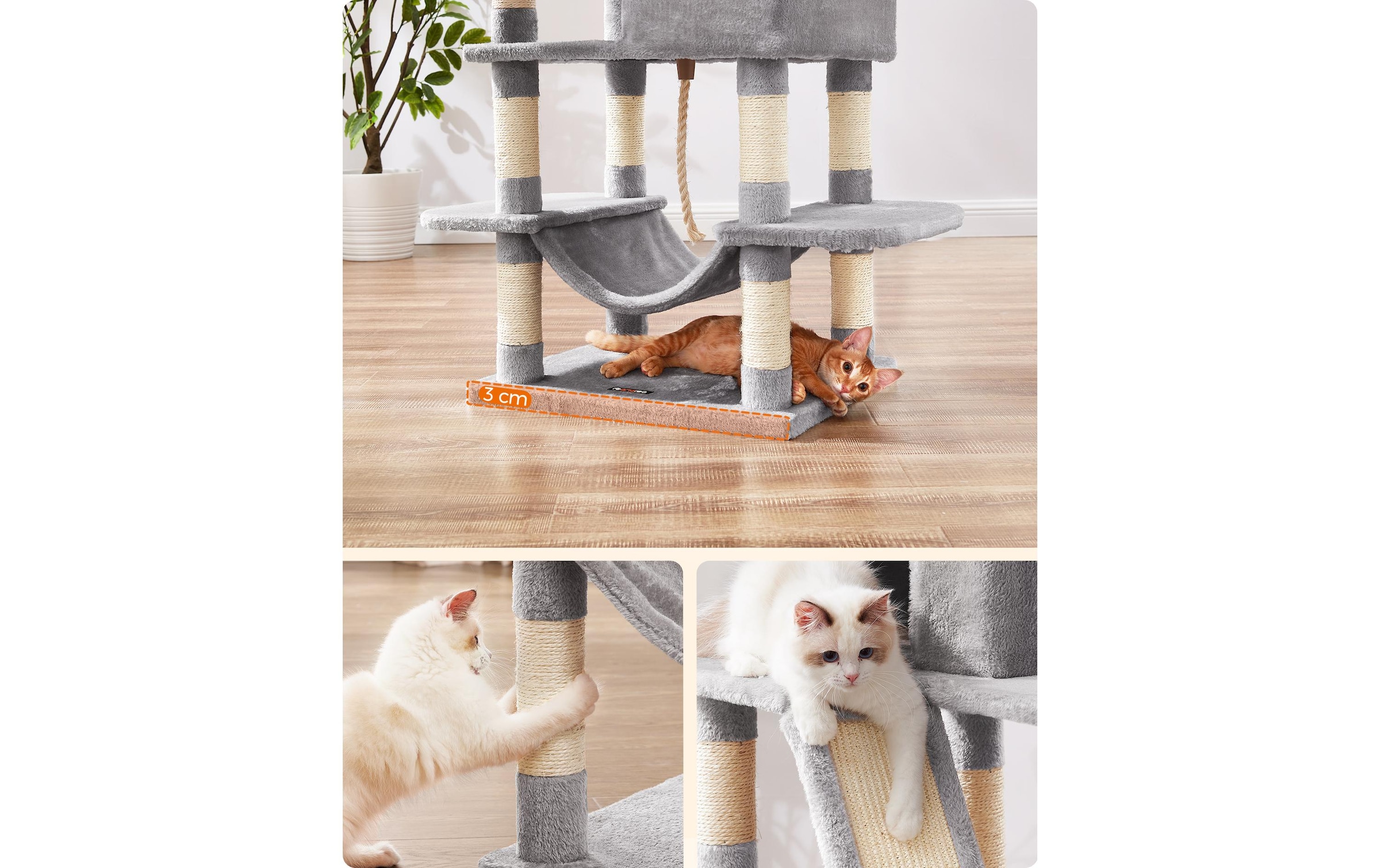 FEANDREA Kratzbaum »165 cm, Grau/Beige« 165 cm hoch