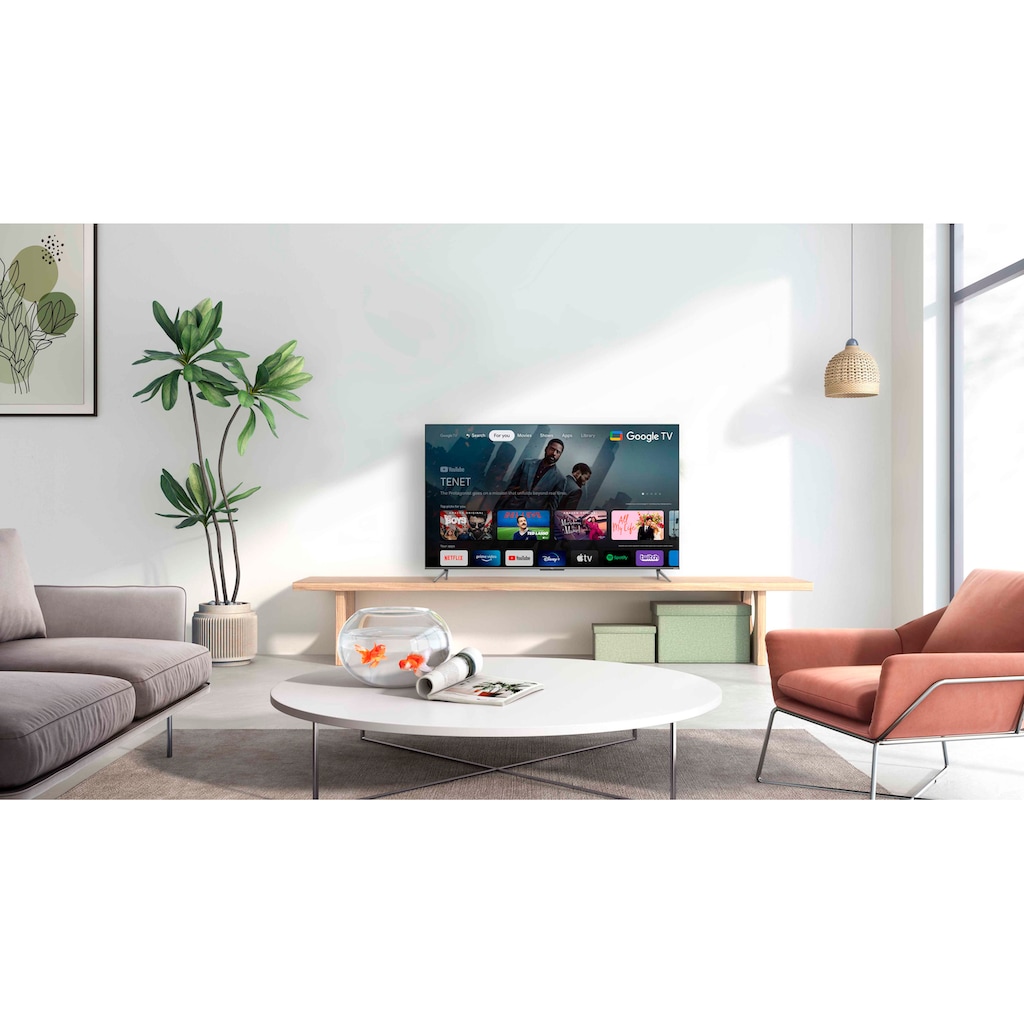 TCL QLED-Fernseher »50C735X2«, 126 cm/50 Zoll, 4K Ultra HD, Smart-TV-Google TV, HDR Premium, Dolby Atmos, HDMI 2.1, Metallgehäuse, ONKYO-Sound