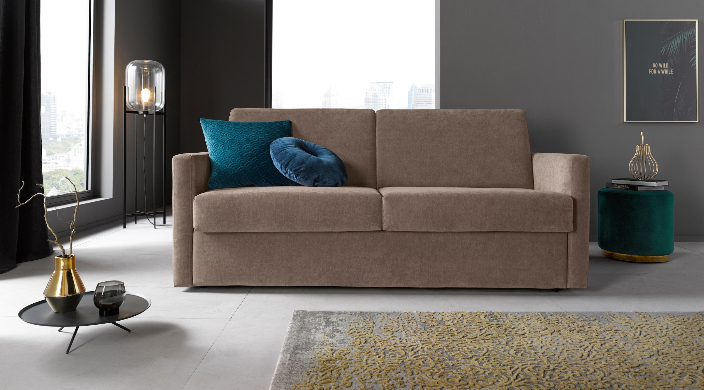 Places of Style Schlafsofa »GOLDPOINT 182cm, Dauerschläfer, Liegefläche 140/200 cm,«, 3-Sitzer mit Dauerschläfer-Funktion, Bonell-Federkernmatratze
