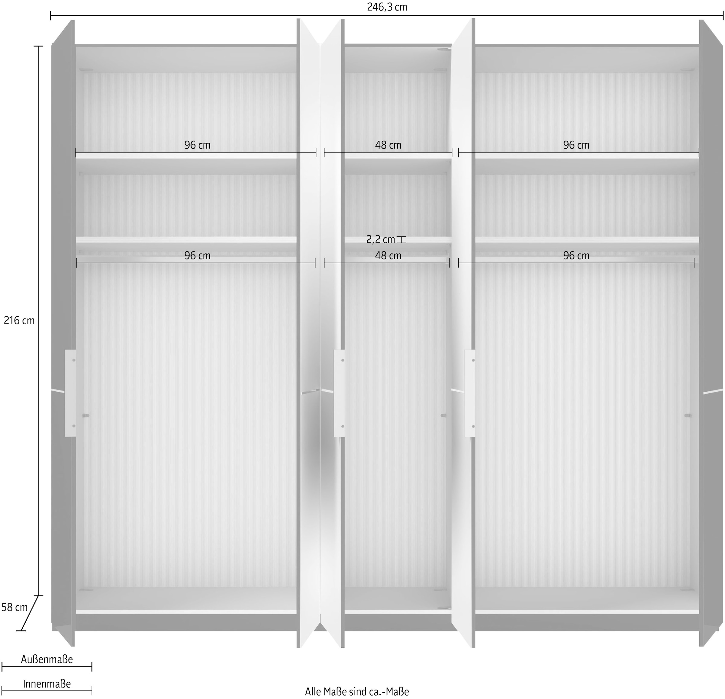 GALLERY M branded by Musterring Drehtürenschrank »Imola W«, inkl. Einlegeböden und Kleiderstangen, mit Glas- und Spiegeltüren