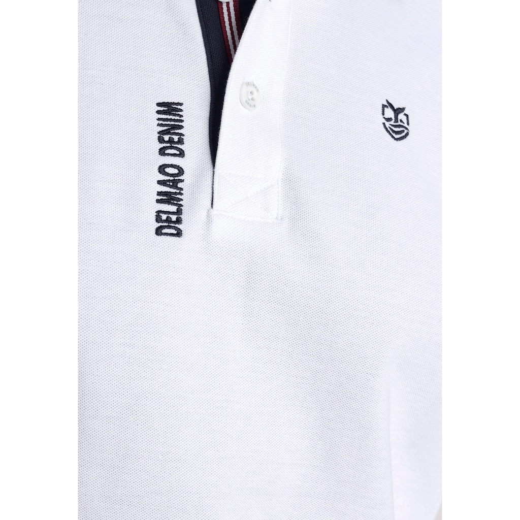 DELMAO Langarm-Poloshirt, mit Logostickereien-NEUE MARKE!