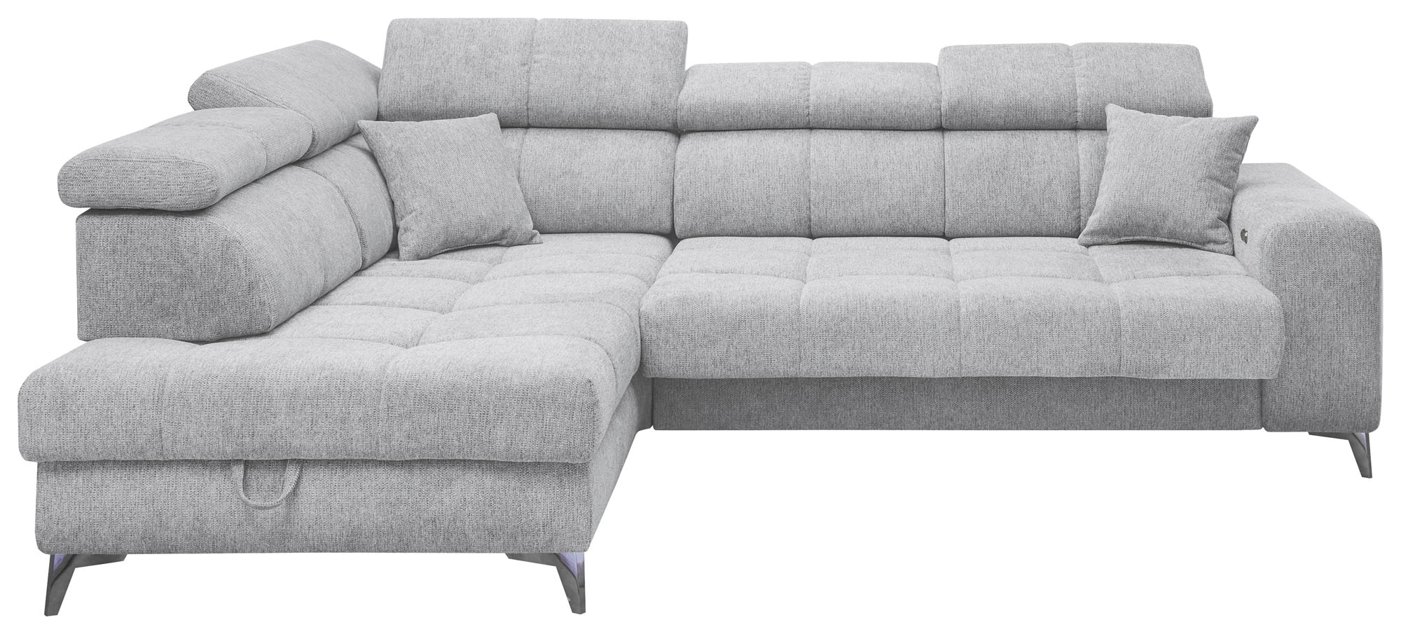 ED EXCITING DESIGN Ecksofa »Sydney L-Form mit Bettfunktion, Bettkasten, Kopfteilverstellung«, motorischer Sitztiefenverstellung, USB-Port & 2 Zierkissen