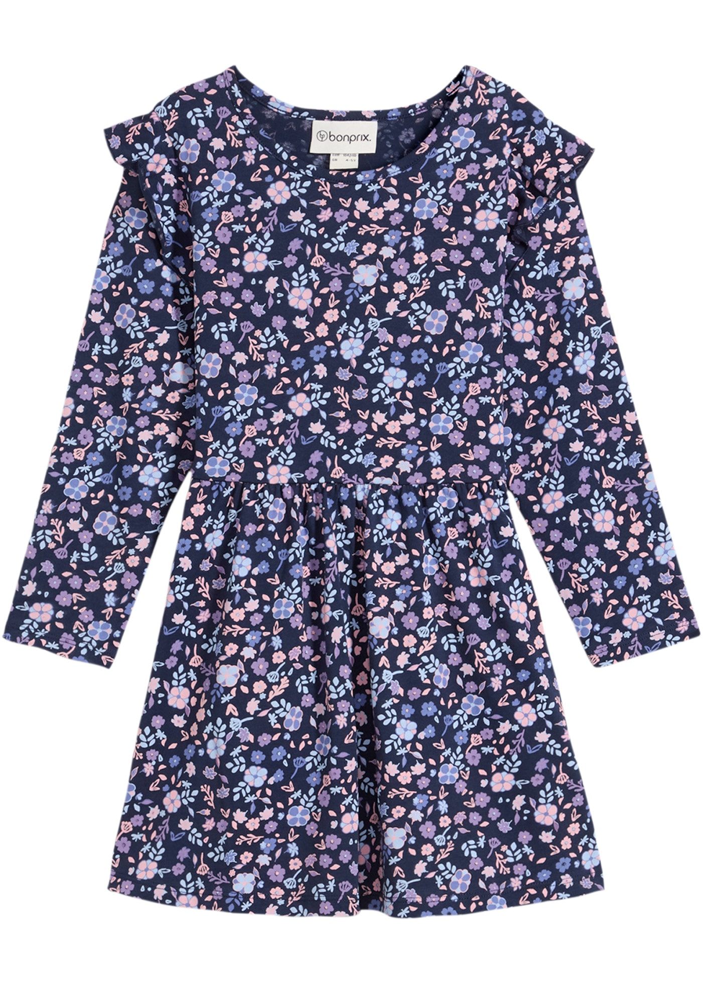 bonprix Jerseykleid aus reiner Baumwolle, mit Blümchenmuster, mit langem Arm