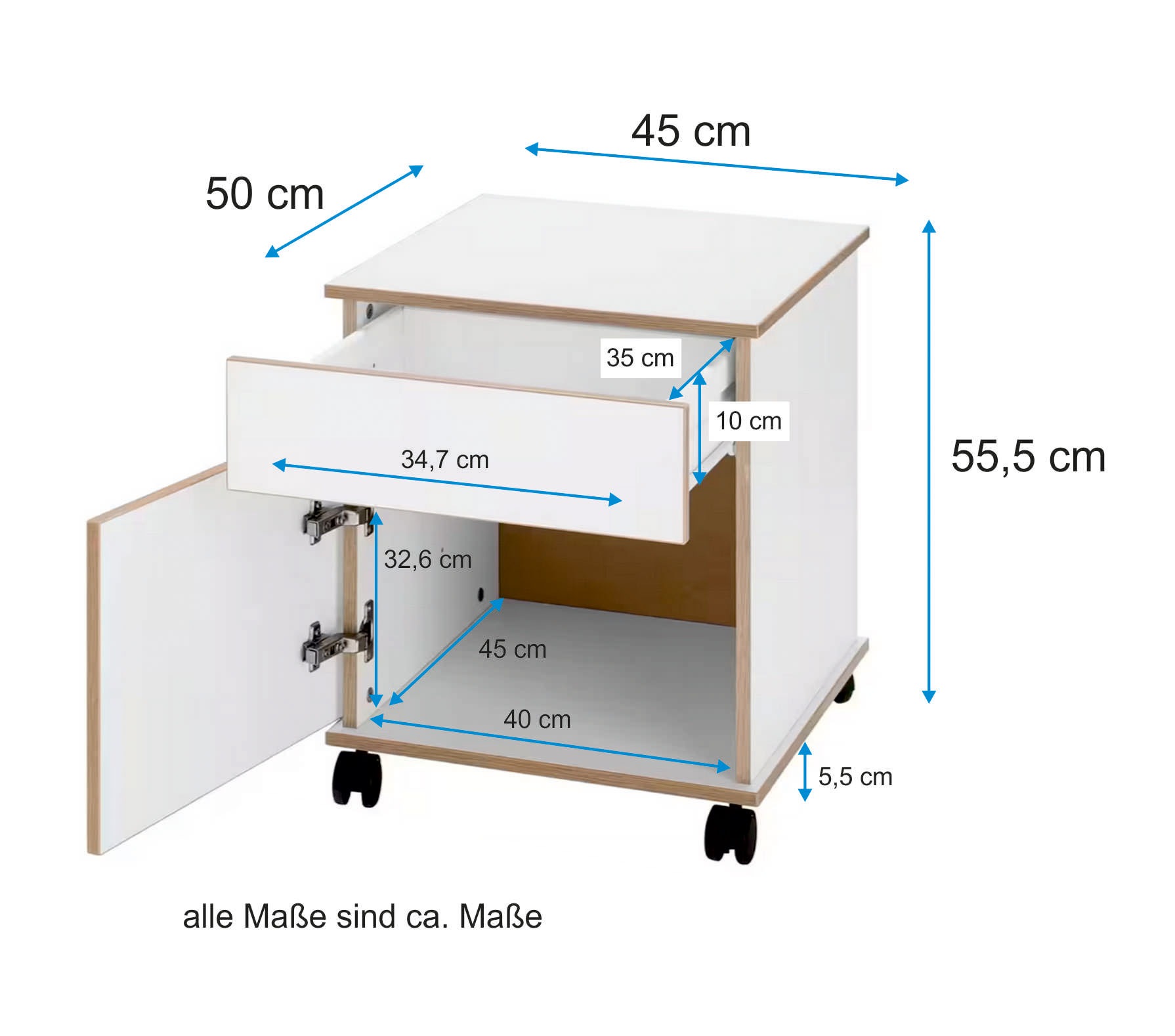 VOGL Möbelfabrik Rollcontainer »Trelle«, Türen mit Soft-Close, Grifflose Optik