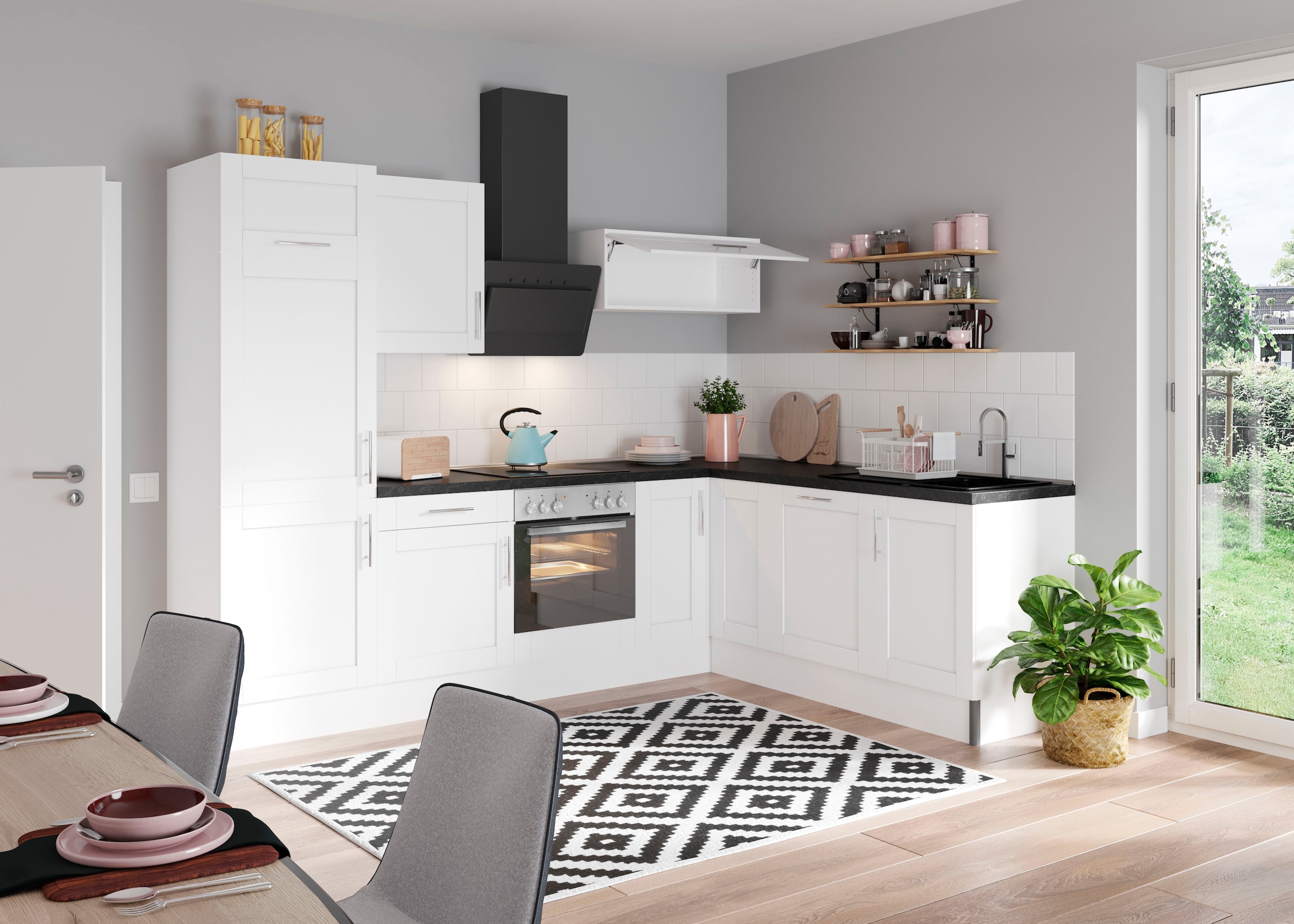 KOCHSTATION Küche »KS-Ahus«, 200 x 270 cm breit, wahlweise mit E-Geräten, Soft Close Funktion