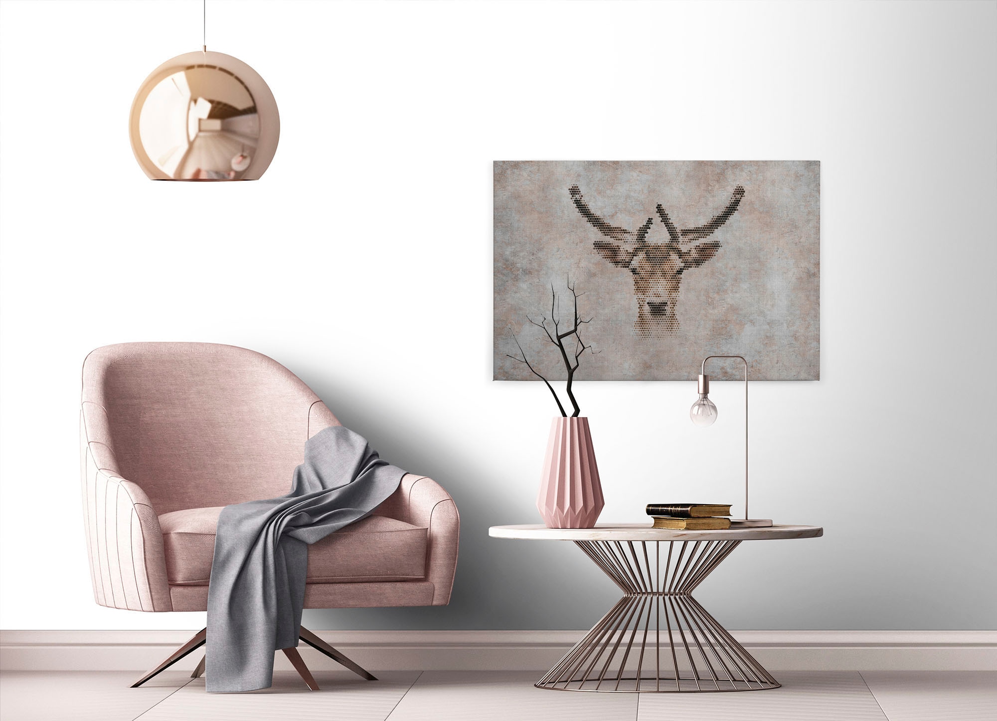 A.S. Création Leinwandbild »big three 3«, Kunst-Tiere-Kinder, (1 St.), Keilrahmen Bild Betonoptik Reh Tiere Leinwand-Bild Wohnzimmer modern