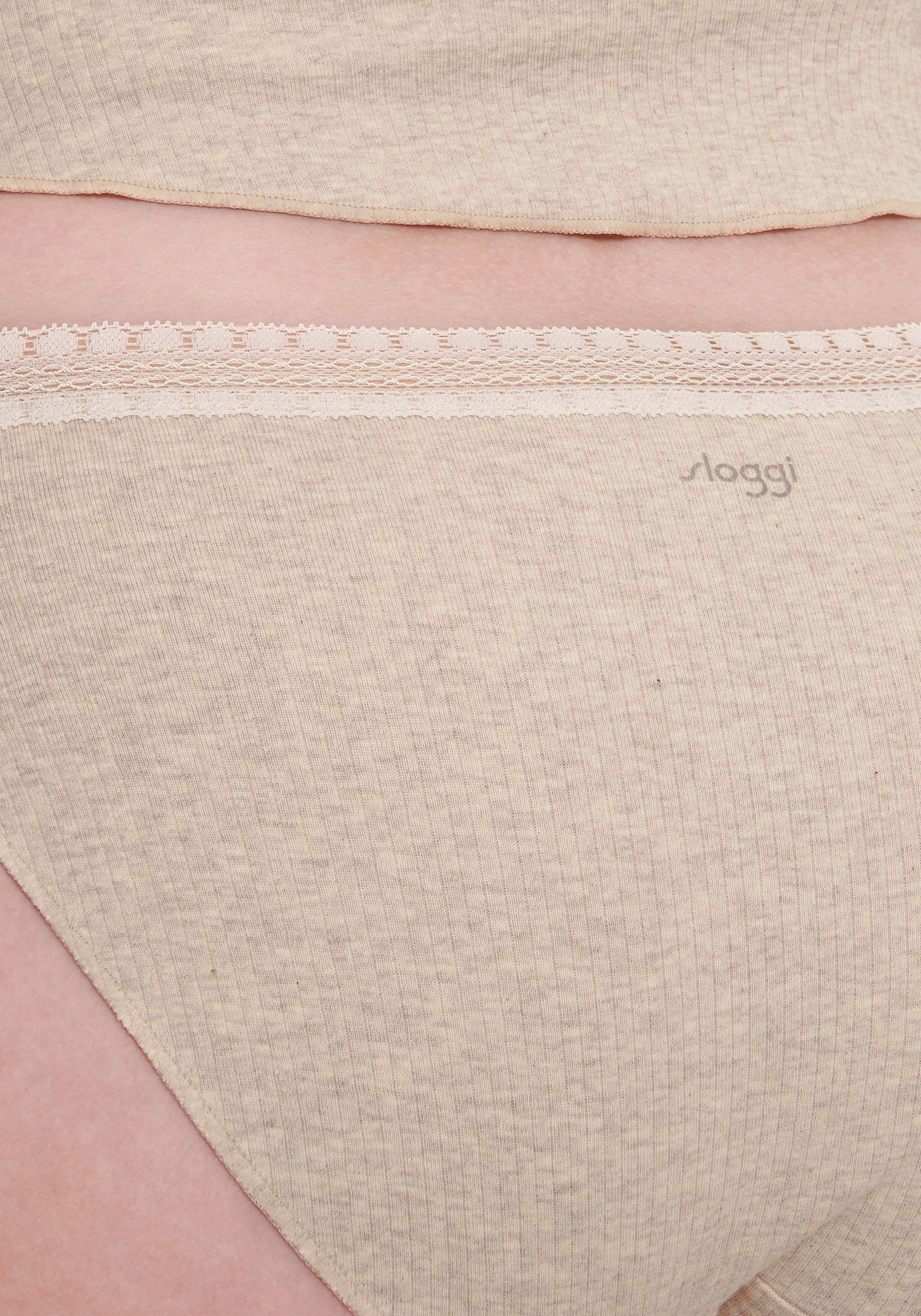 sloggi Slip »GO Ribbed R Tai C2P«, (2er Pack), weiche Rippware mit Spitzenbesatz