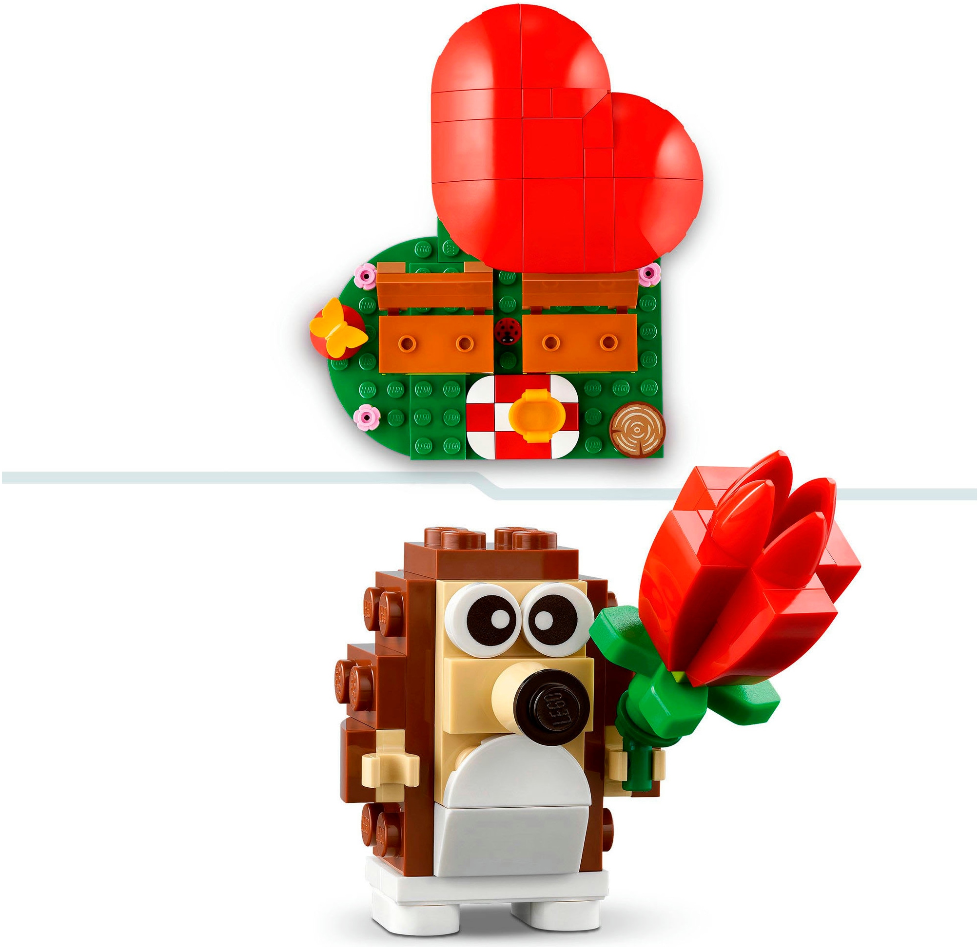 LEGO® Konstruktionsspielsteine »Igel und ihr Picknick-Date (40711), LEGO Iconic«, (166 St.), Made in Europe