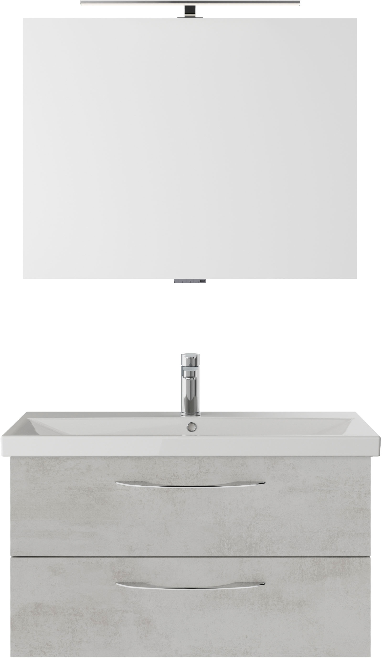 Saphir Badmöbel-Set »Serie 4035 2-teilig, Keramikwaschtisch mit LED-Spiegel, 90 cm breit« Set, 