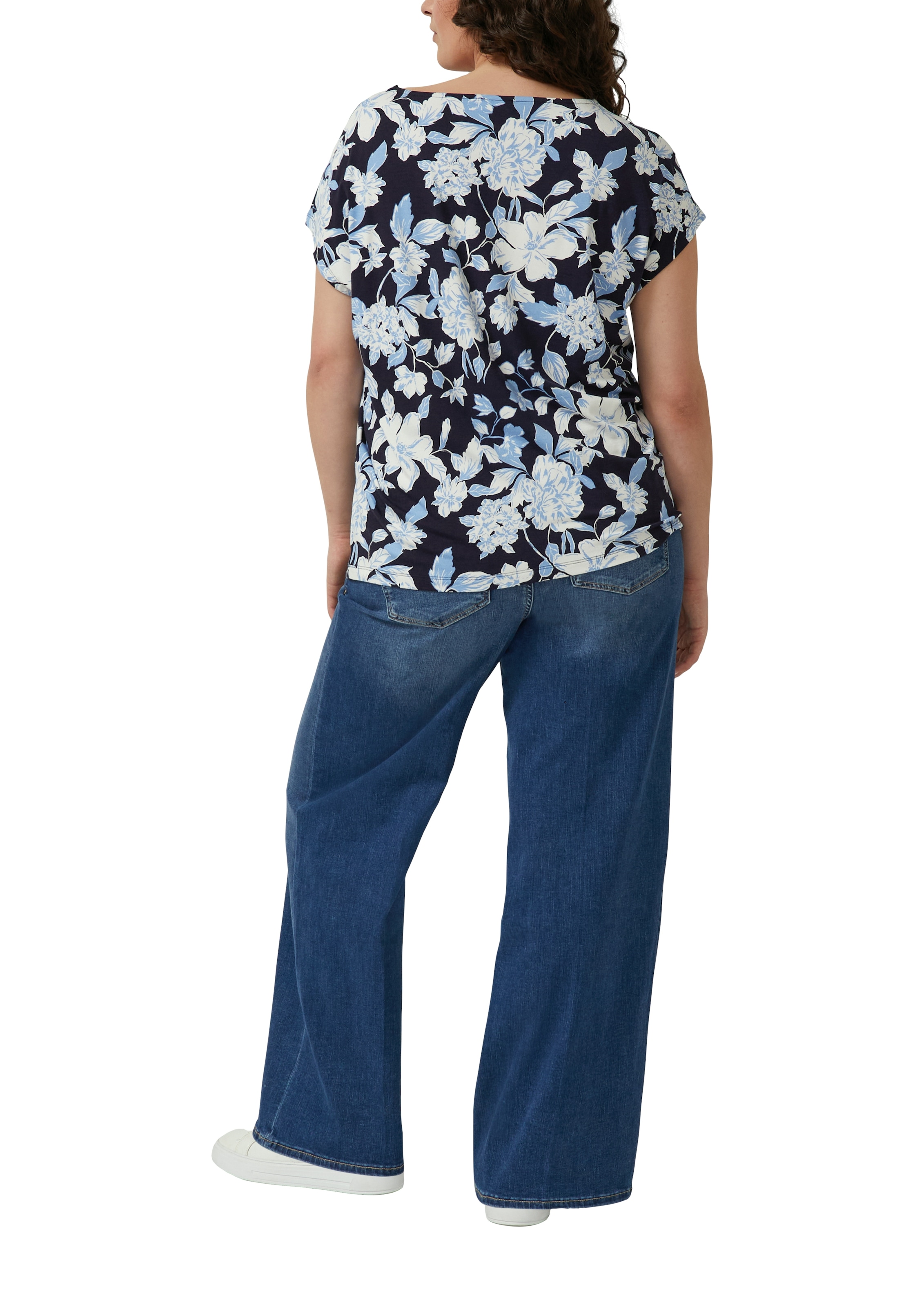 s.Oliver CURVE Kurzarmshirt Sommershirt in floraler Optik/Große Größen
