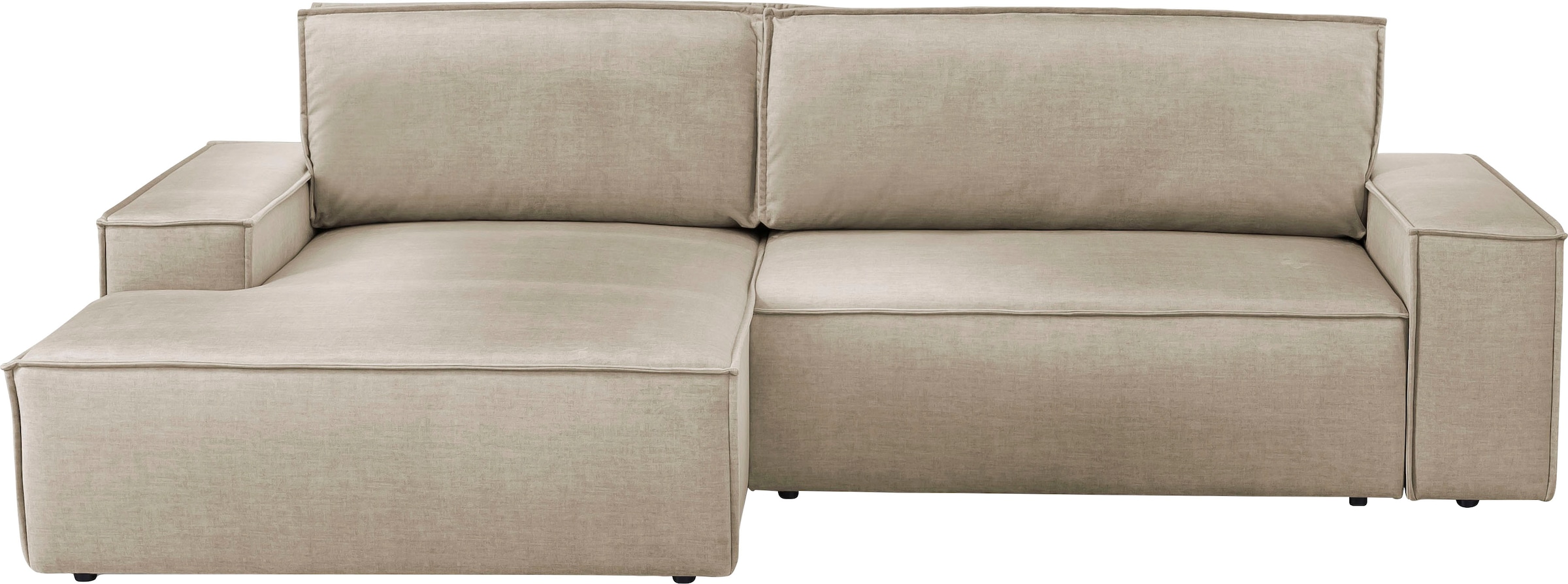 Home affaire Ecksofa SHERWOOD Schlafsofa 267 cm, L-Form, Schlaffunktion mit Bettkasten (210x136 cm), Cord, Vintage, Samtvelours