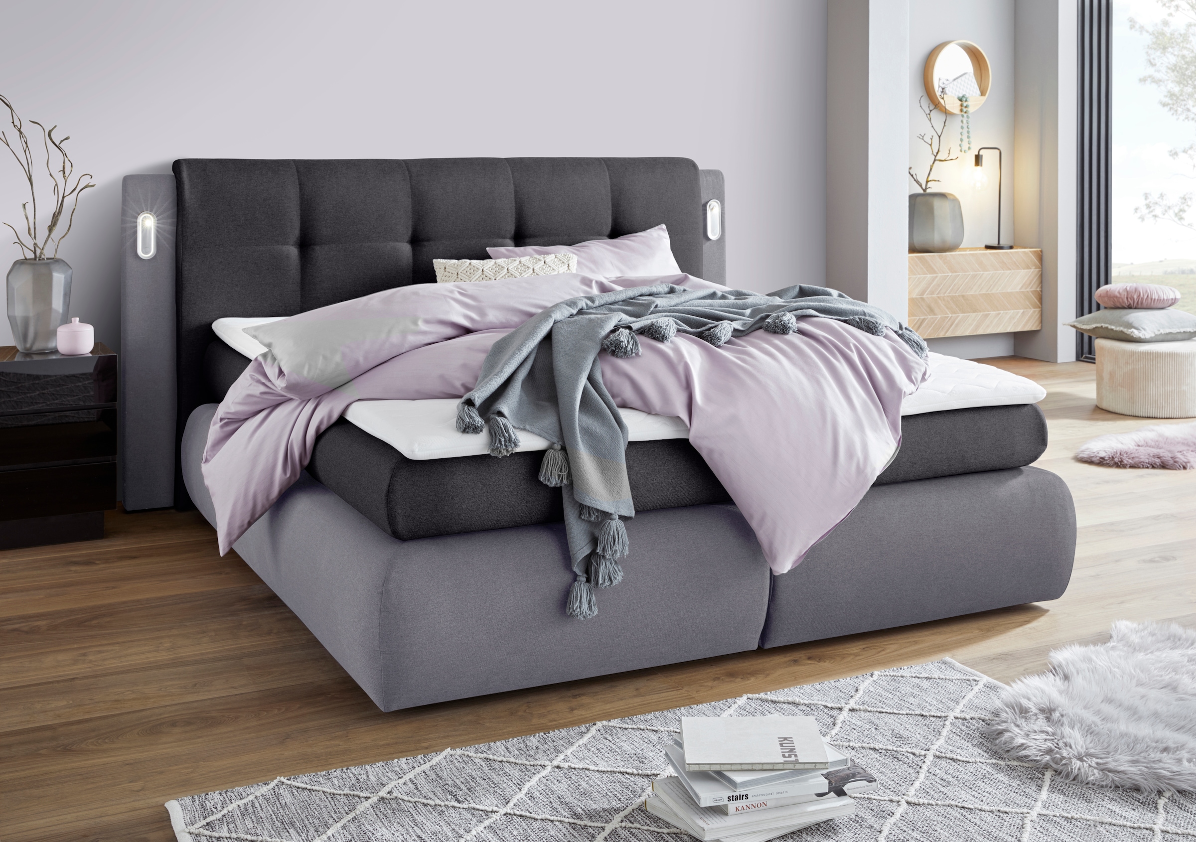 COLLECTION AB Boxspringbett »Borna«, inklusive Bettkasten, LED-Beleuchtung und Topper