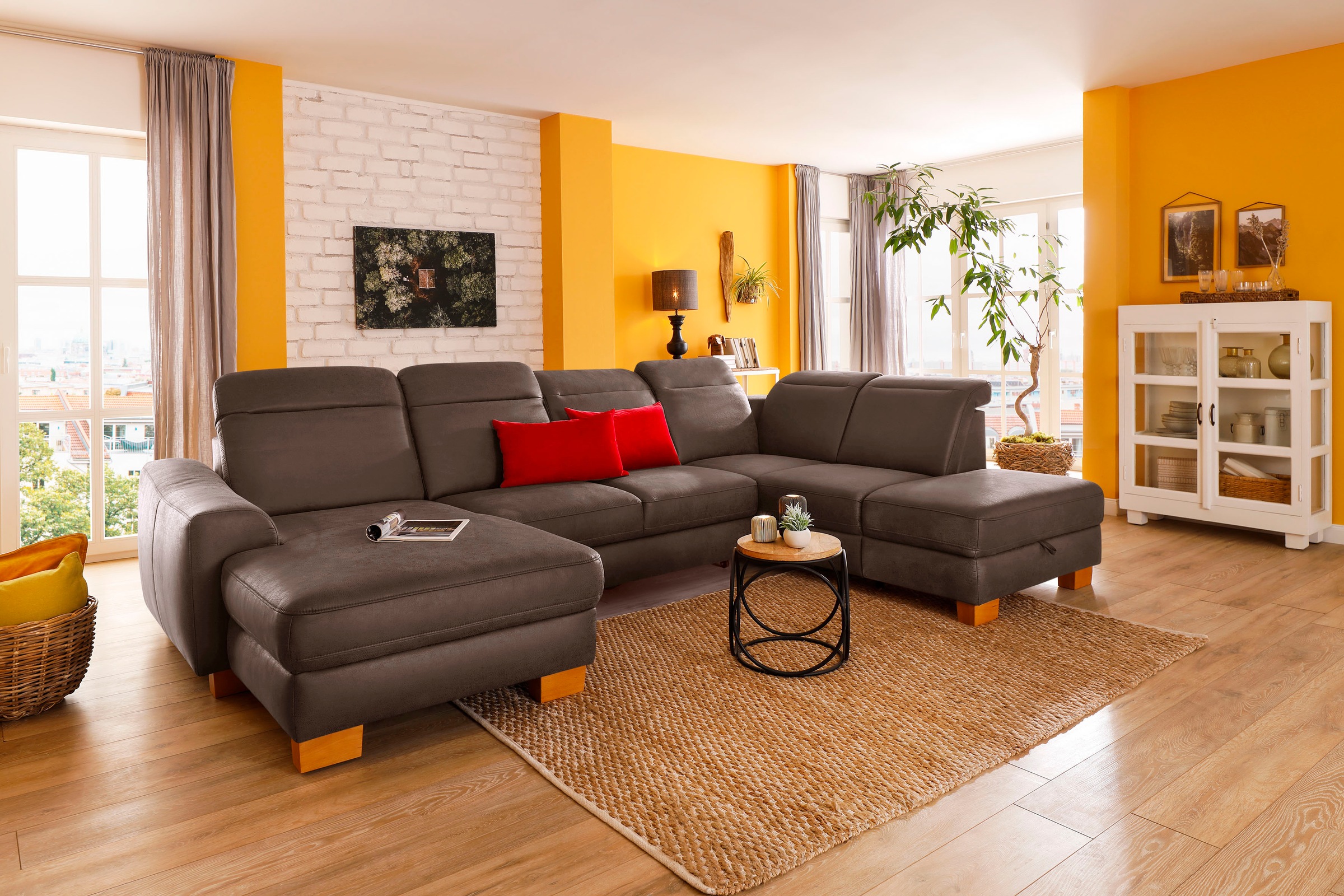 Home affaire Wohnlandschaft »Dundee U-Form« wahlweise mit Kopfteilverstellu günstig online kaufen