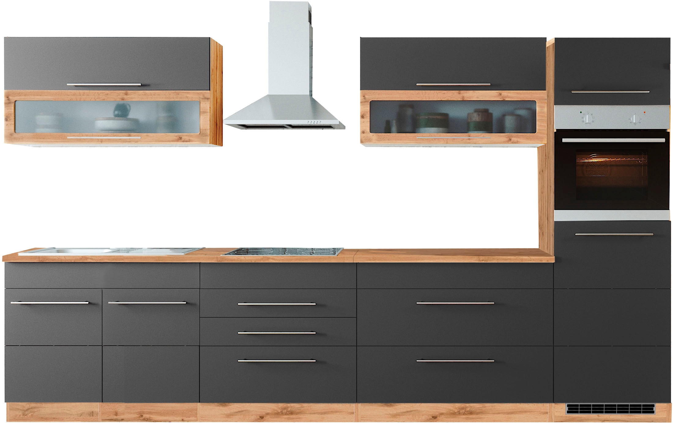 KOCHSTATION Küchenzeile »KS-Wien« Breite 340 cm, wahlweise mit E-Geräten und Induktion
