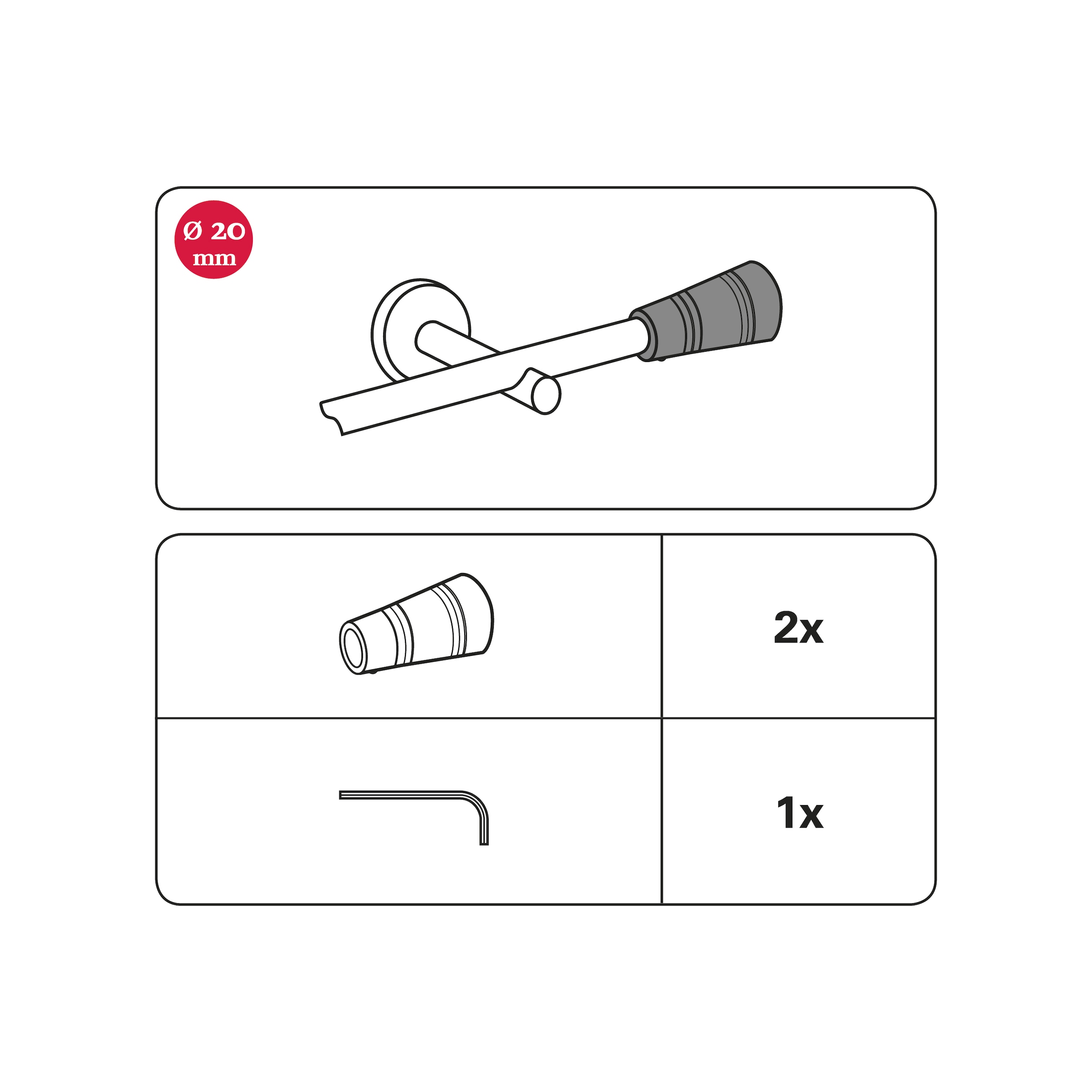 GARDINIA Gardinenstangen-Endstück »Apollo« Serie Einzelprogramm Chicago Ø 20 mm