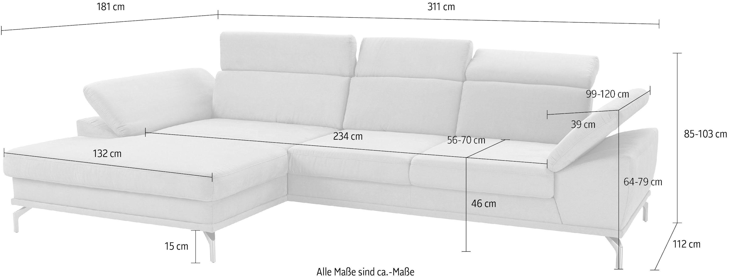 sit&more Ecksofa »Scorpio L-Form«, inklusive Sitztiefenverstellung, wahlweise mit Kopfverstellung