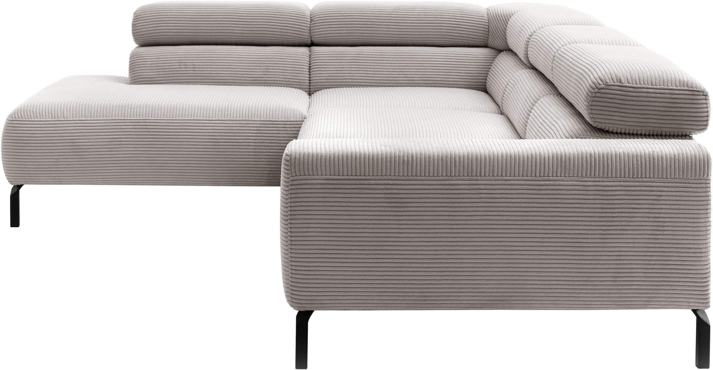 Places of Style Ecksofa »Antonelli, L-Form, inkl. Kopfteilverstellung, Breite 276 cm«, ohne Sitztiefenverstellung, in Cord, taupe