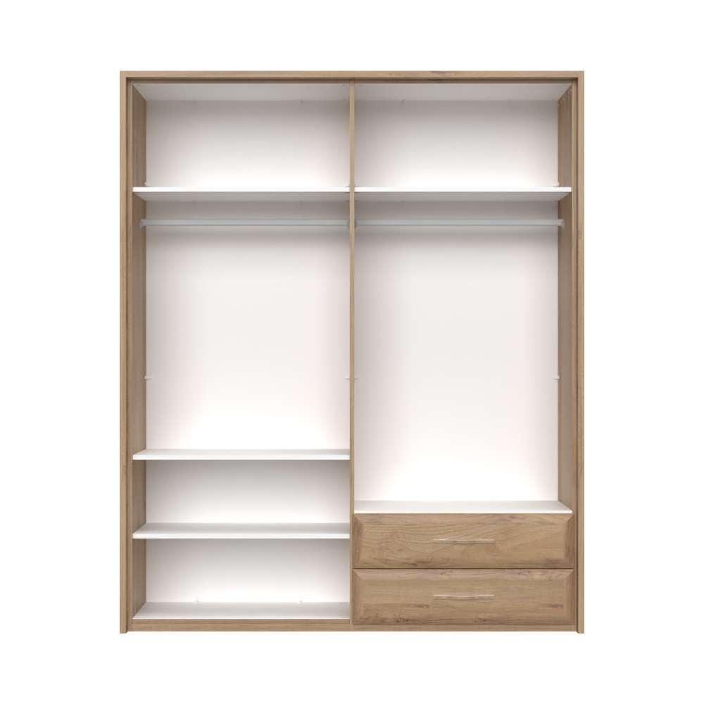 Home affaire Kleiderschrank »Gala, beige hochglänzend UV lackiert, kratzfest, FSC-zertifiziert«, (abgerundete Schubladen aus MDF im Holzdekor, soft-close), mit Beleuchtung und Passpartourahmen, hoher Schrank (224cm), 3 Breiten