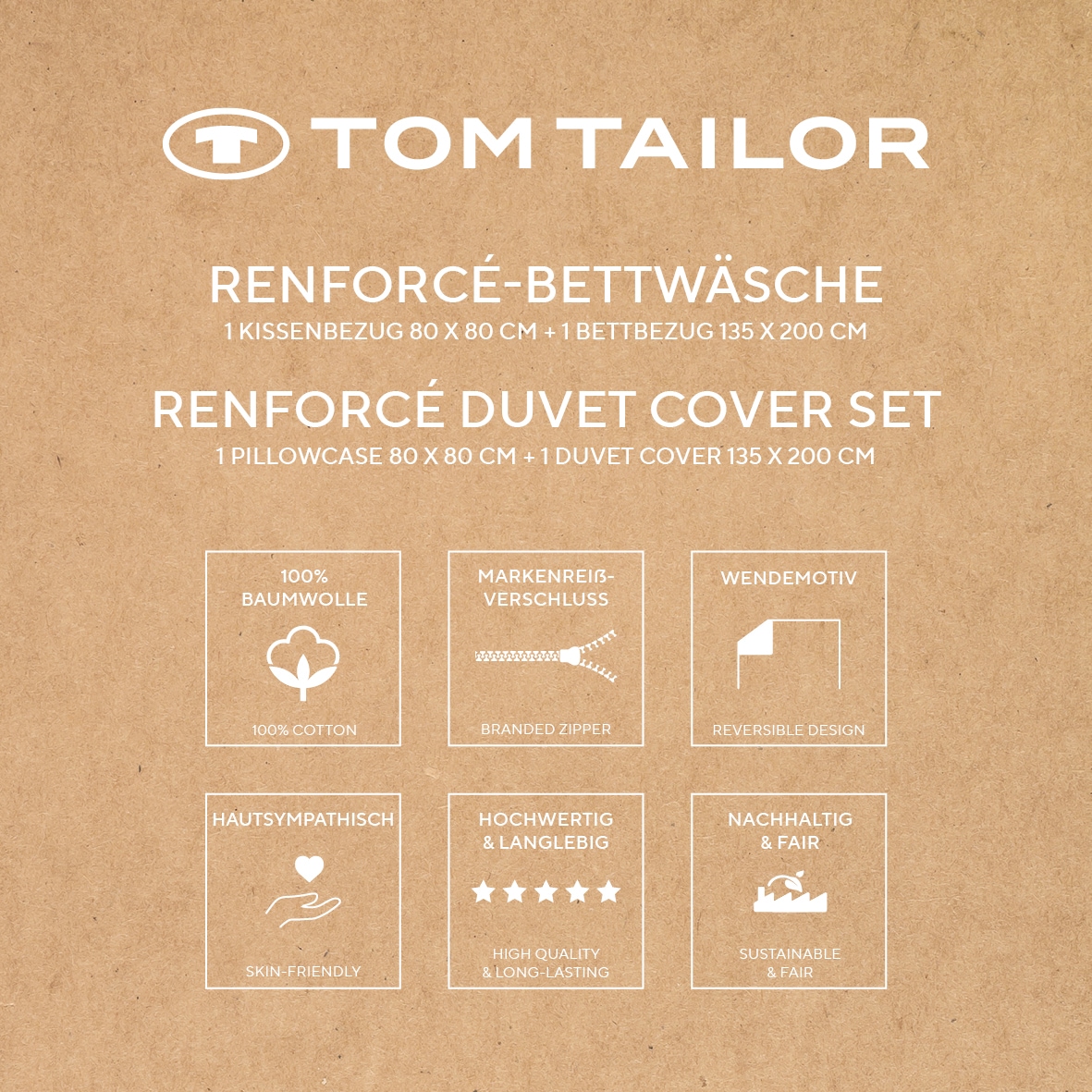TOM TAILOR HOME Bettwäsche »CHECK AND STRIPES in Gr. 135x200cm oder 155x220cm«, new bedroom, gewebtes Label