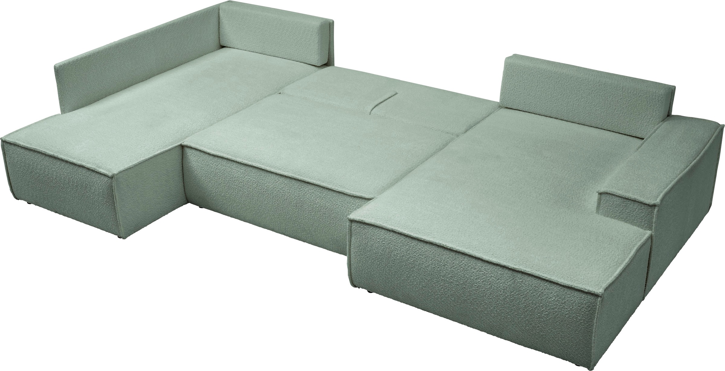 andas Wohnlandschaft »FINNLEY U-Form XXL 329 cm, Schlafsofa, Schlaffunktion m. Bettkasten«, (194/139 cm), Bouclé, Struktur und Cord