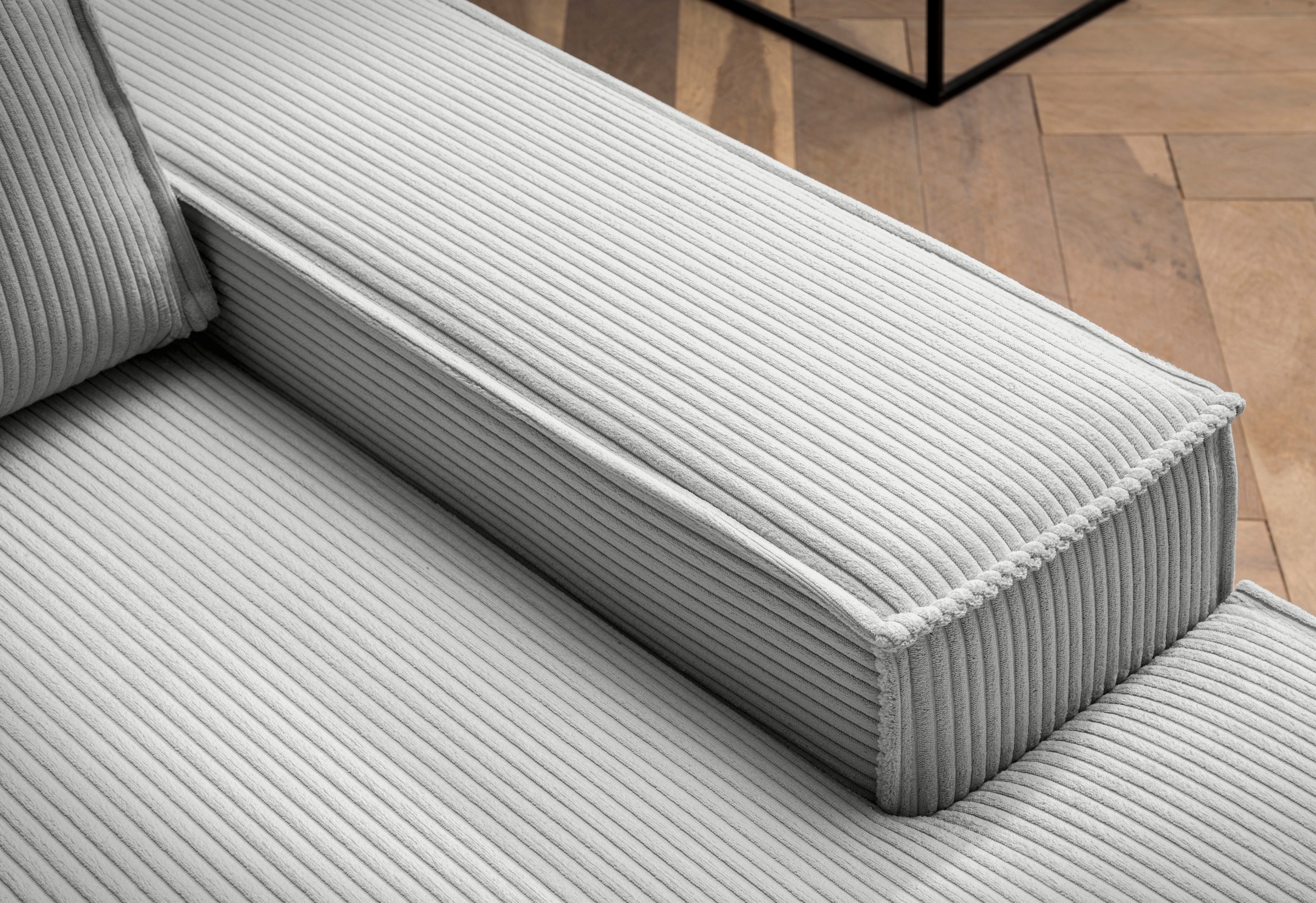 Home affaire Ecksofa »SHERWOOD, Schlafsofa in L-Form offen (275cm), Cord, Leinenoptik«, Schlaffunktion und Bettkasten, Kedernaht, hoher Sitz- & Liegekomfort