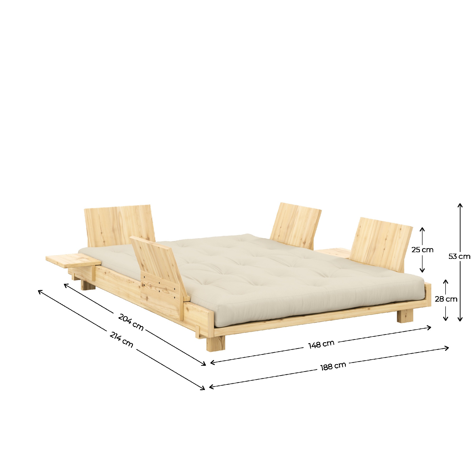 Karup Design Bett »Social Sofa Bed, mit verstellbarem Zubehör, inkl Matratze & Lattenrost«, Bett wahlweise mit 2 oder 4 Rückenlehnen und 2 Ablagen. Mit Matratze