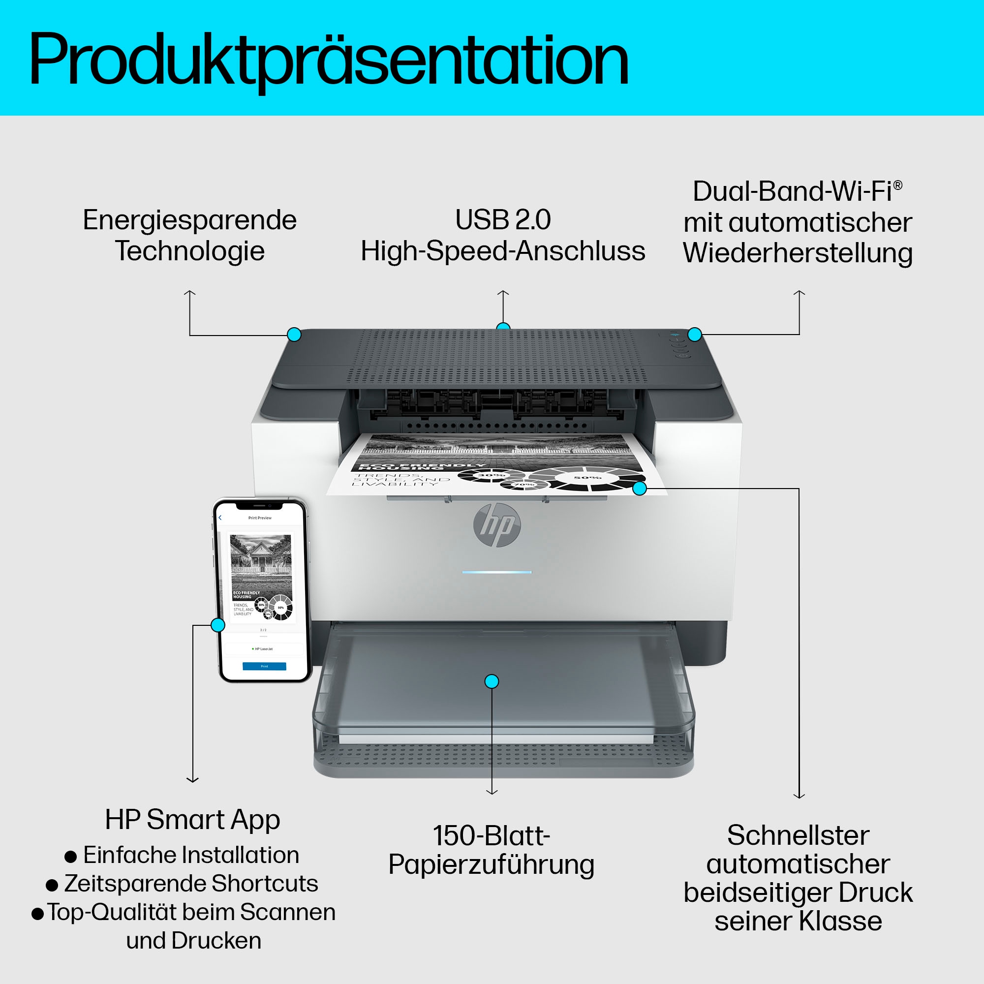 HP Laserdrucker »LaserJet M209dw«