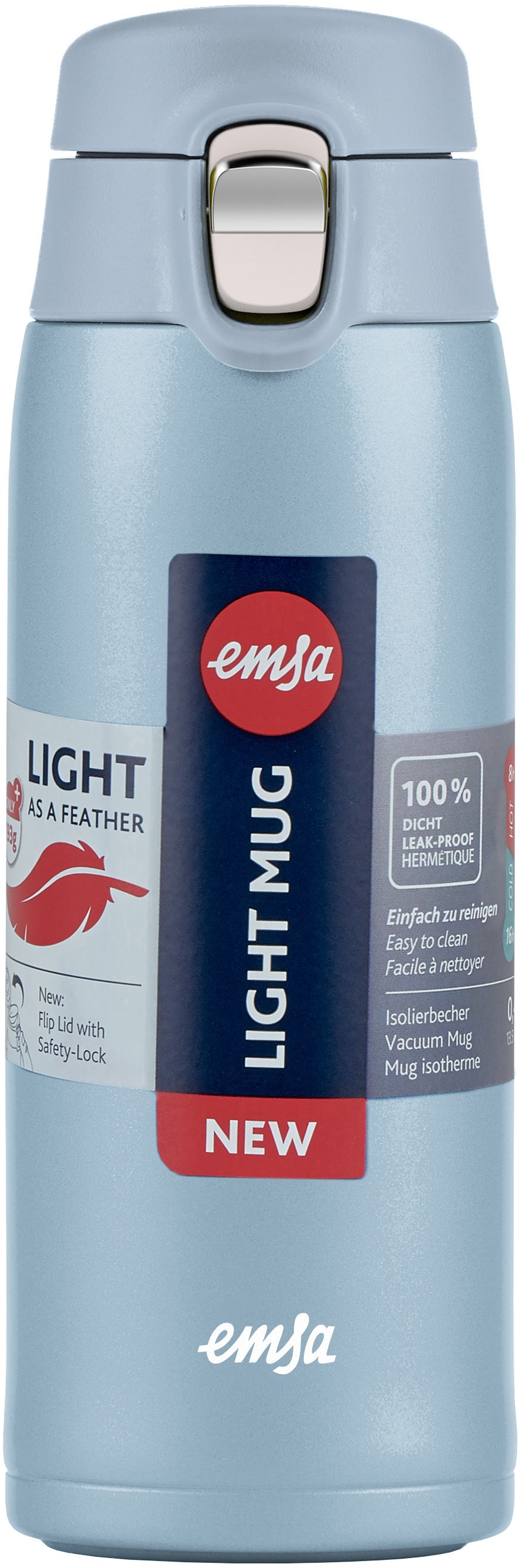 Emsa Thermobecher »Travel Mug Light«, 0,4L, leicht, Edelstahl, Klappverschluss, 100% dicht, 8h heiß/16h kalt