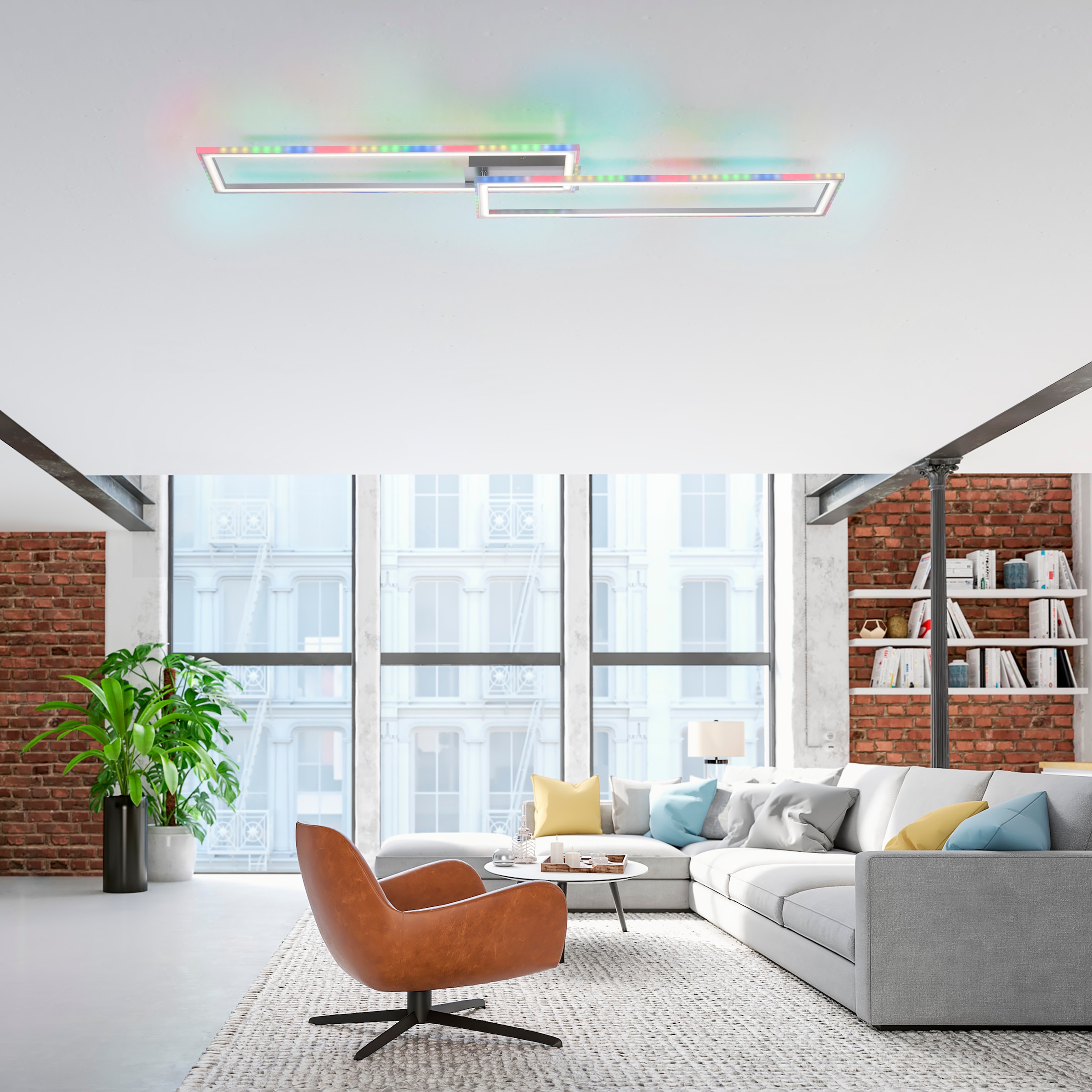 JUST LIGHT Deckenleuchte »FELIX60«, 2 flammig, Leuchtmittel LED-Board-LED-Board | LED fest integriert-LED fest integriert, LED, CCT - über Fernbedienung, RGB-Rainbow, Infrarot inkl., dimmbar