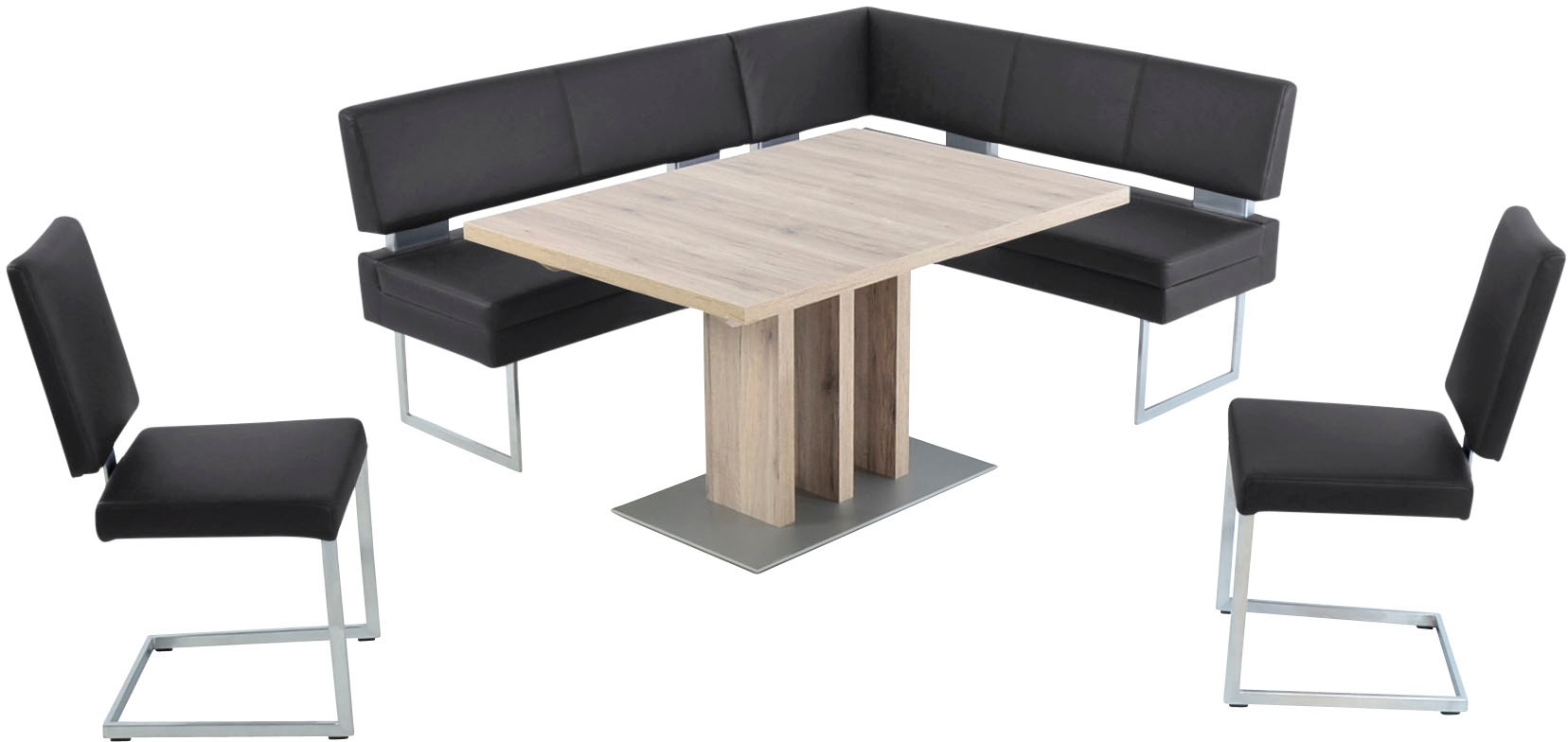 K+W Komfort & Wohnen Essgruppe, (4 tlg.), langer Schenkel links oder rechts, 2 Freischwinger, 1 Funktionstisch
