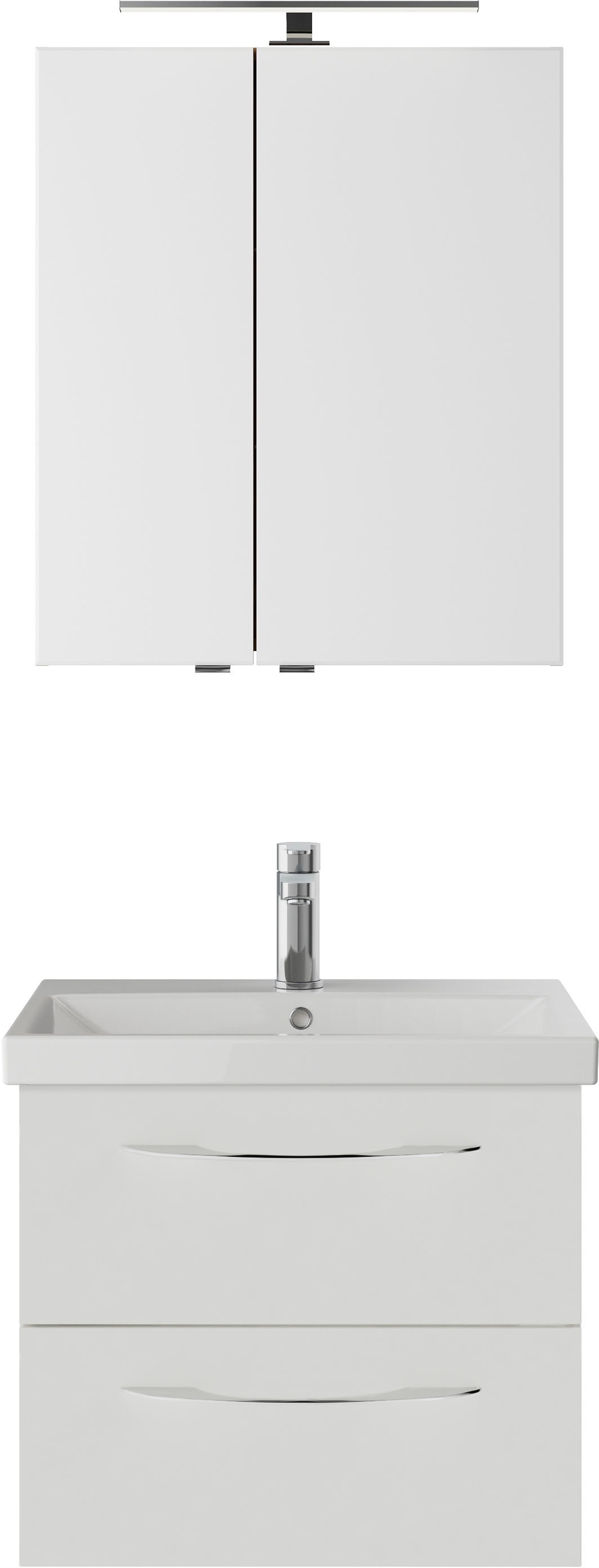 Saphir Badmöbel-Set »Serie 4035 2-teilig, Keramikwaschtisch mit LED-Spiegelschrank«, (Set), 60 cm breit, inkl. Türdämpfer, 2 Schubladen, 2 Türen, 2 Einlegeböden