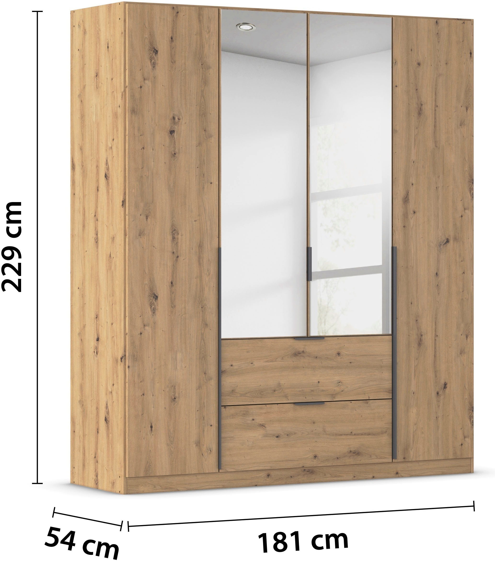rauch Drehtürenschrank »Kleiderschrank Schrank Garderobe AGORDO mit Dekor- oder Hochglanzfront«, (in zwei Griff-Farben, Breiten 91-360 cm), mit Außenschubkästen, in 7 Breiten und 2 Höhen MADE IN GERMANY