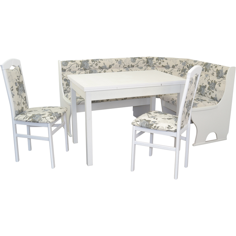 HOFMANN LIVING AND MORE Eckbankgruppe Spar-Set, 4tlg. Set, 4 Stk. tlg. Eckbank mit Stauraum unter den Sitzflächen creme/grau + creme/grau + weiß