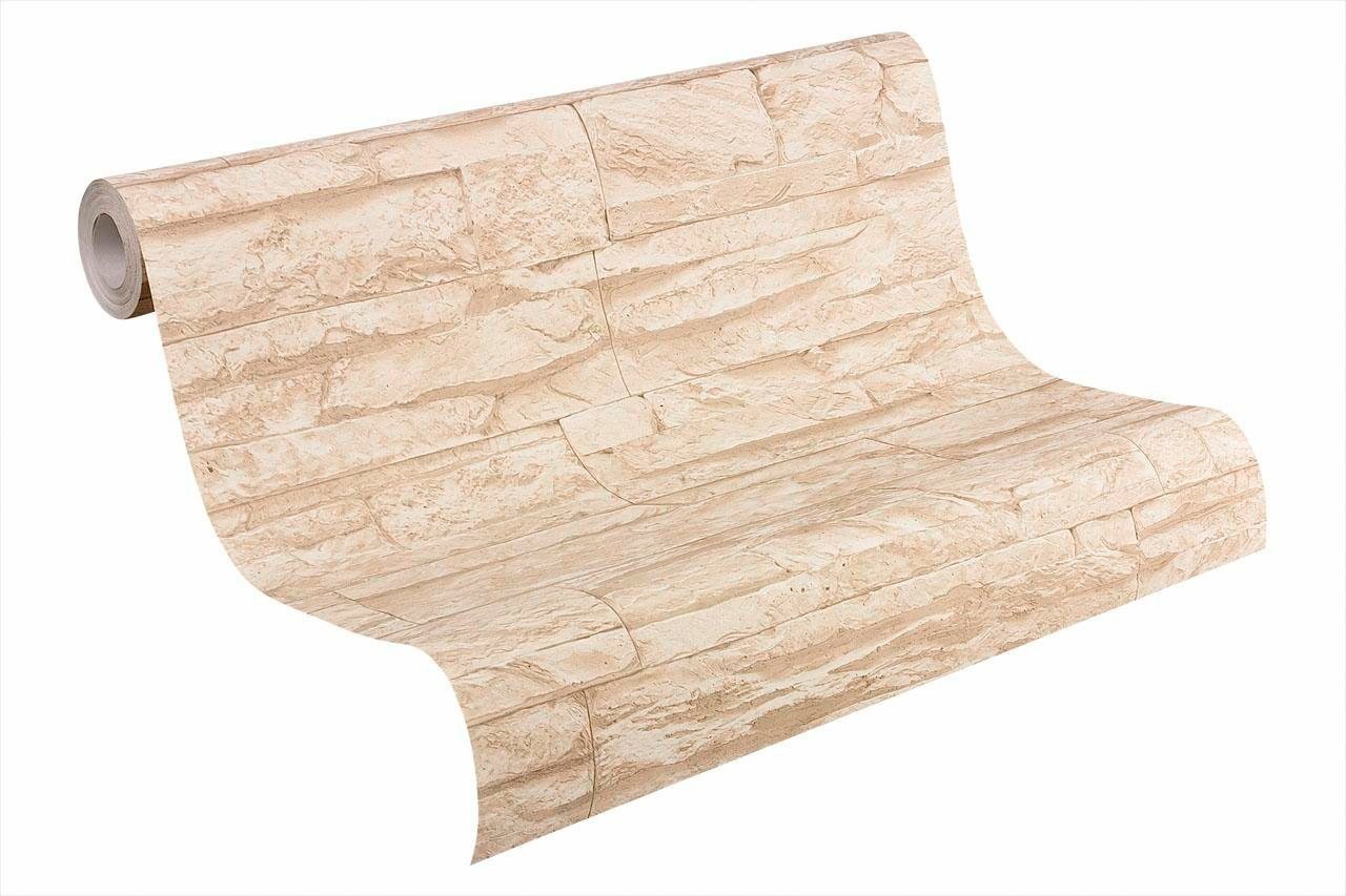 living walls Vinyltapete »Best of Wood`n Stone 2nd Edition«, Steinoptik-gemustert-Motiv, Modern Tapete Stein Tapeten Wohnzimmer Schlafzimmer Küche Flur Design