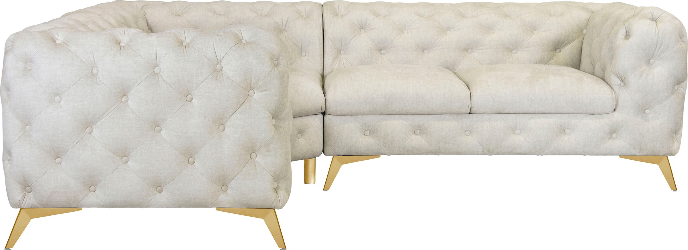 Leonique Chesterfield-Sofa »Ecksofa GLYNIS L-Form mit Wellenunterfederung, günstig online kaufen