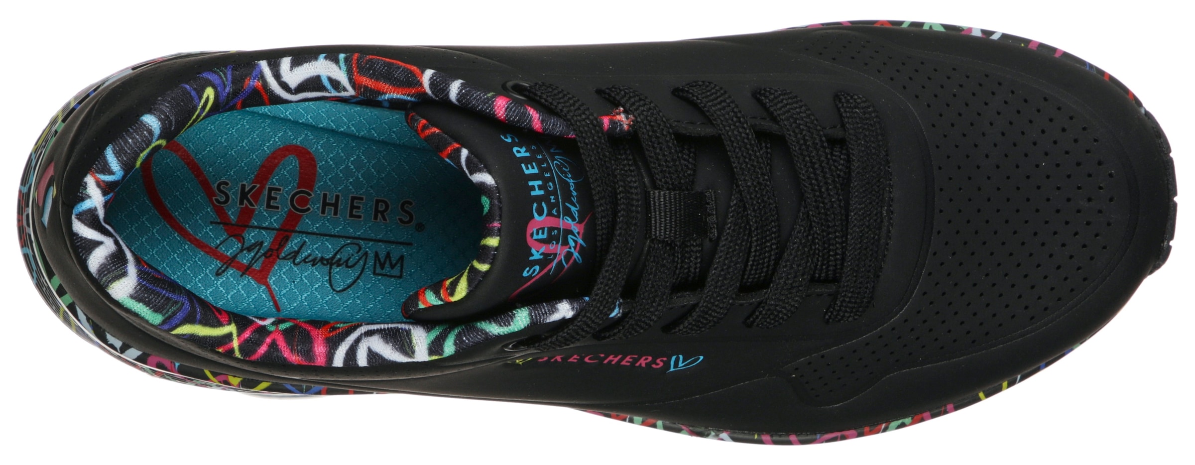 Skechers Wedgesneaker »UNO-LOVING LOVE«, mit coolem Graffiti-Print, Freizeitschuh, Halbschuh, Schnürschuh